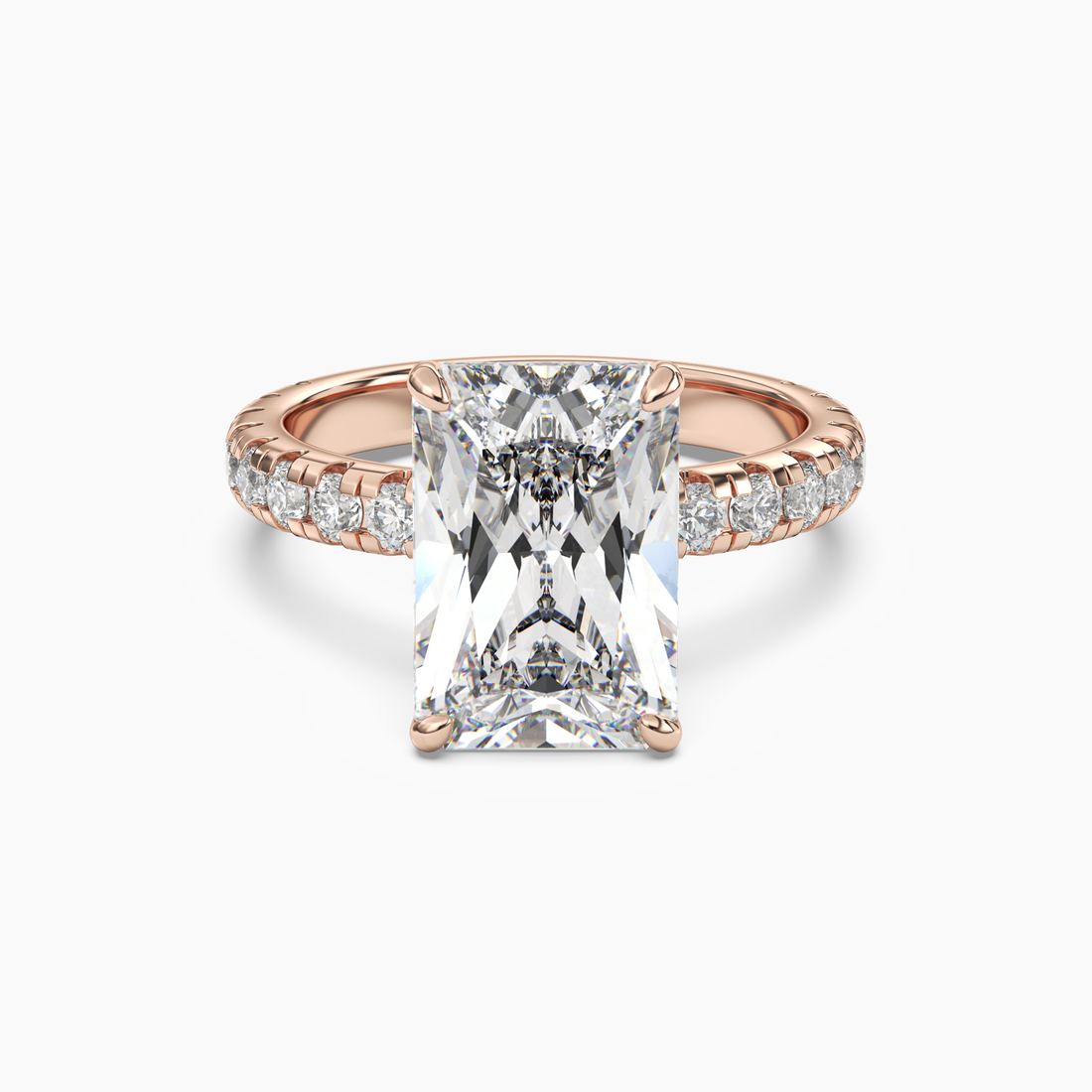 Giselle 5 Carat Radiant Cut Pave Lab Grown Diamond Ring in 14K Yellow Gold - View 7