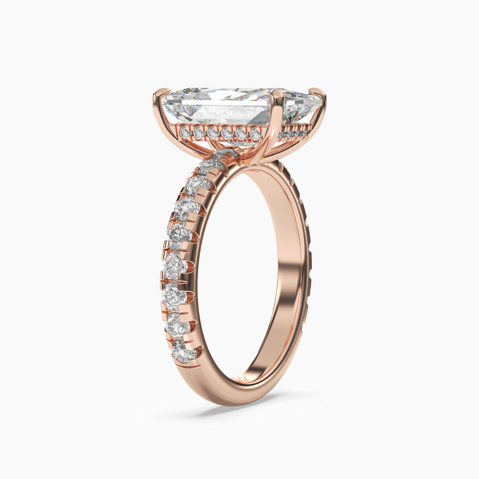 Giselle 5 Carat Radiant Cut Pave Lab Grown Diamond Ring in 14K White Gold - View 8