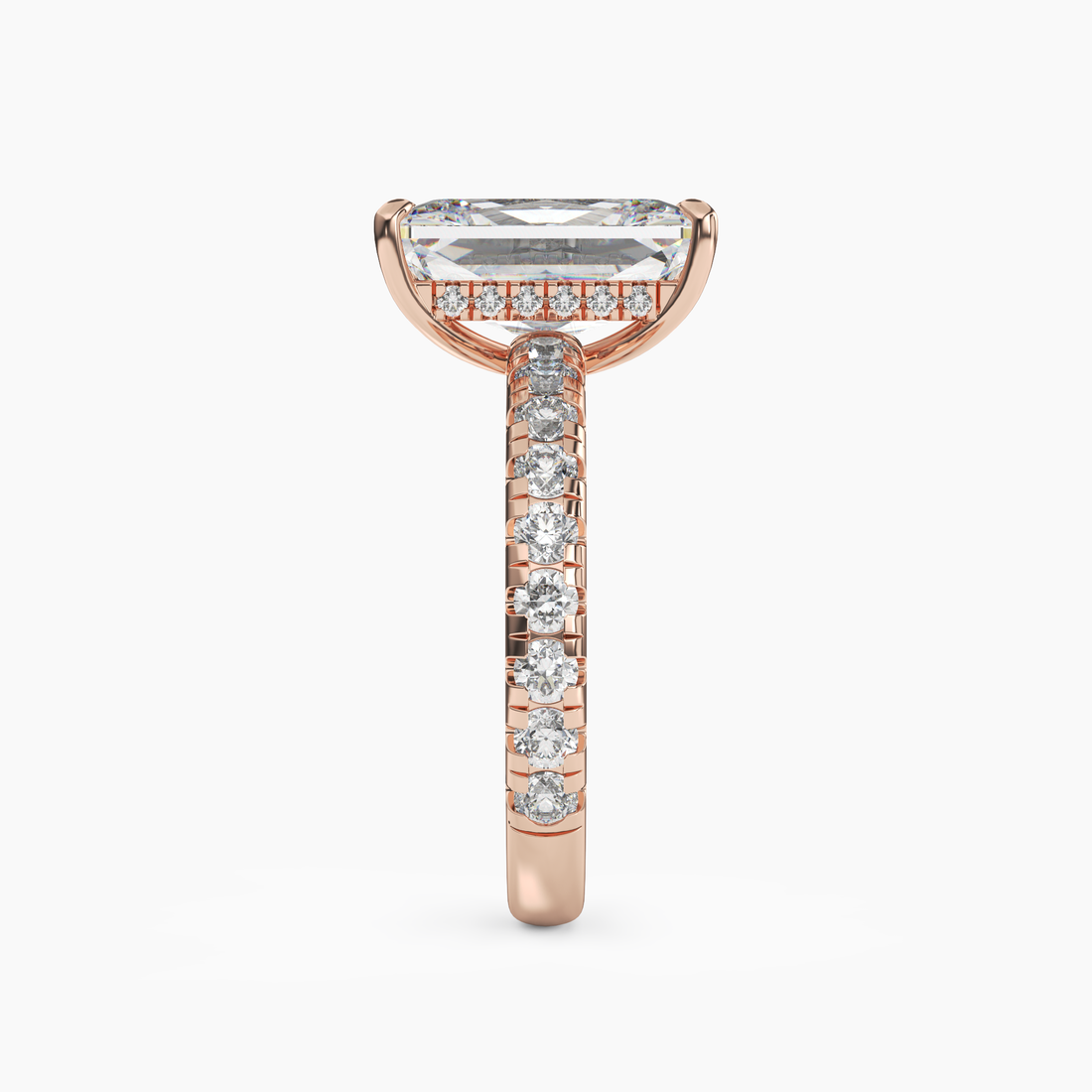 Giselle 2 Carat Radiant Cut Pave Lab Grown Diamond Ring in 10K Yellow Gold - View 9