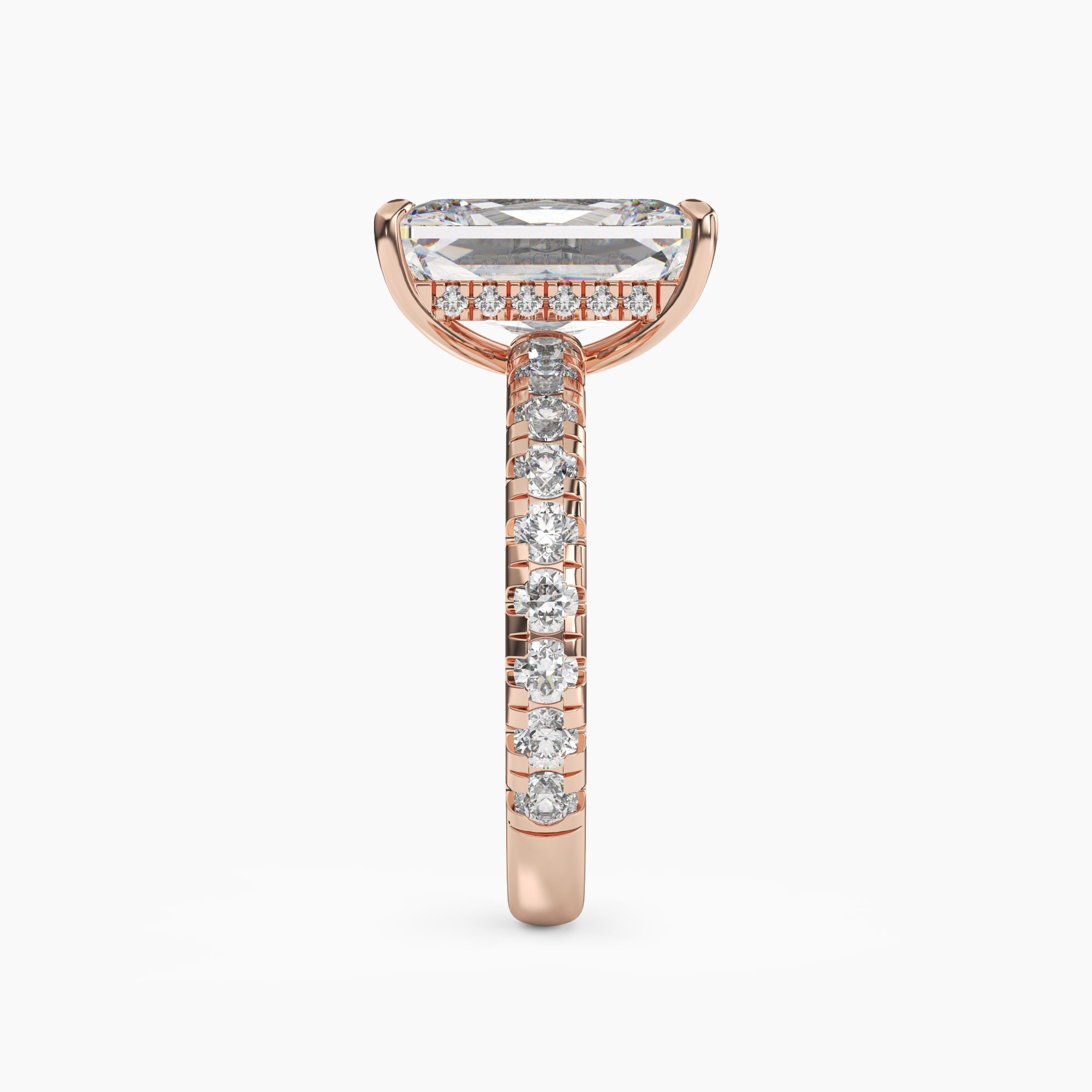 Giselle 4 Carat Radiant Cut Pave Lab Grown Diamond Ring in 14K White Gold - View 9