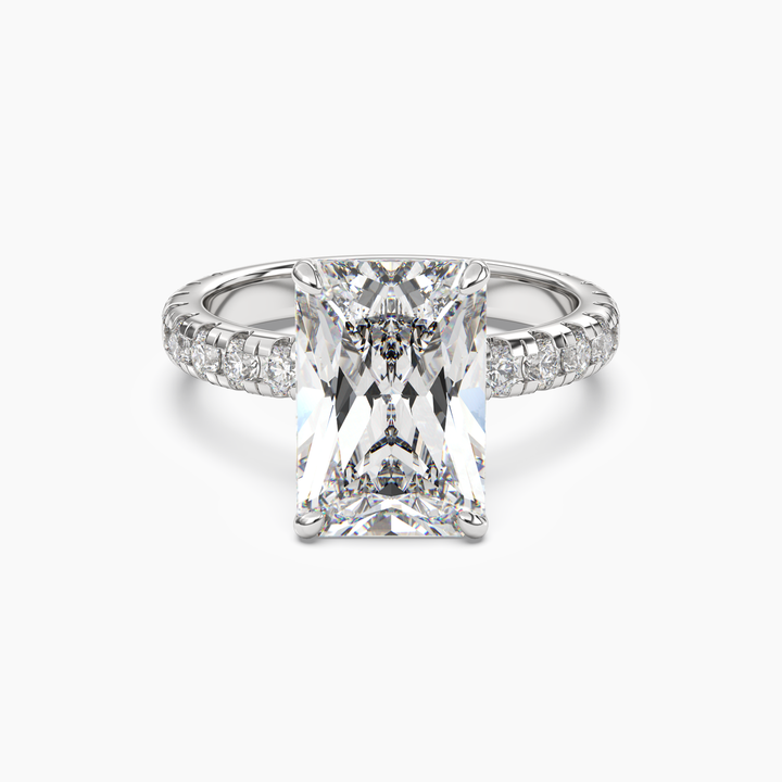 Giselle 5 Carat Radiant Cut Pave Lab Grown Diamond Ring in 14K White Gold