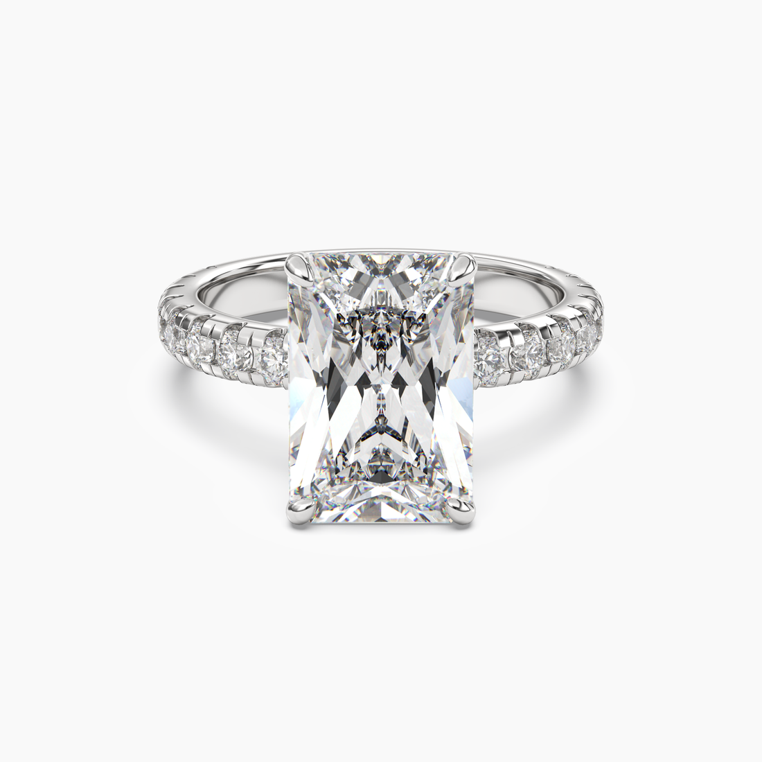 Giselle 5 Carat Radiant Cut Pave Lab Grown Diamond Ring in 14K Yellow Gold - View 4