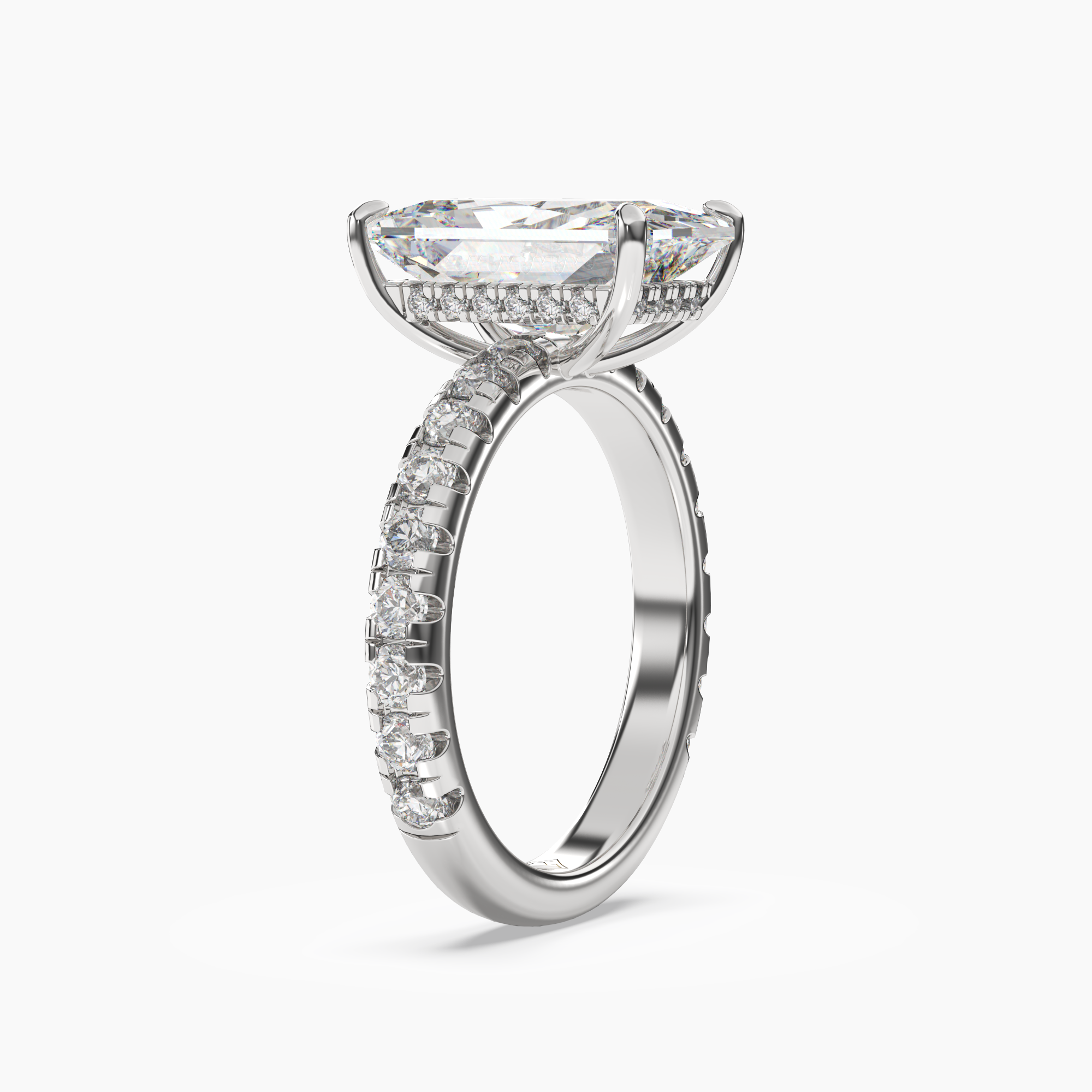 Giselle 3 Carat Radiant Cut Pave Lab Grown Diamond Ring in 10K Rose Gold - View 5
