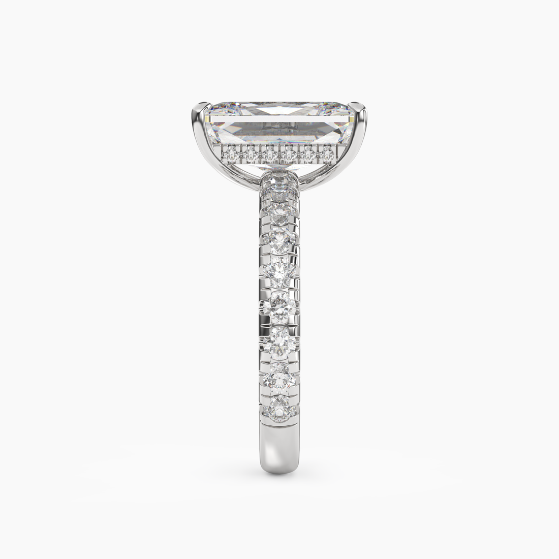 Giselle 5 Carat Radiant Cut Pave Lab Grown Diamond Ring in 14K White Gold - View 3