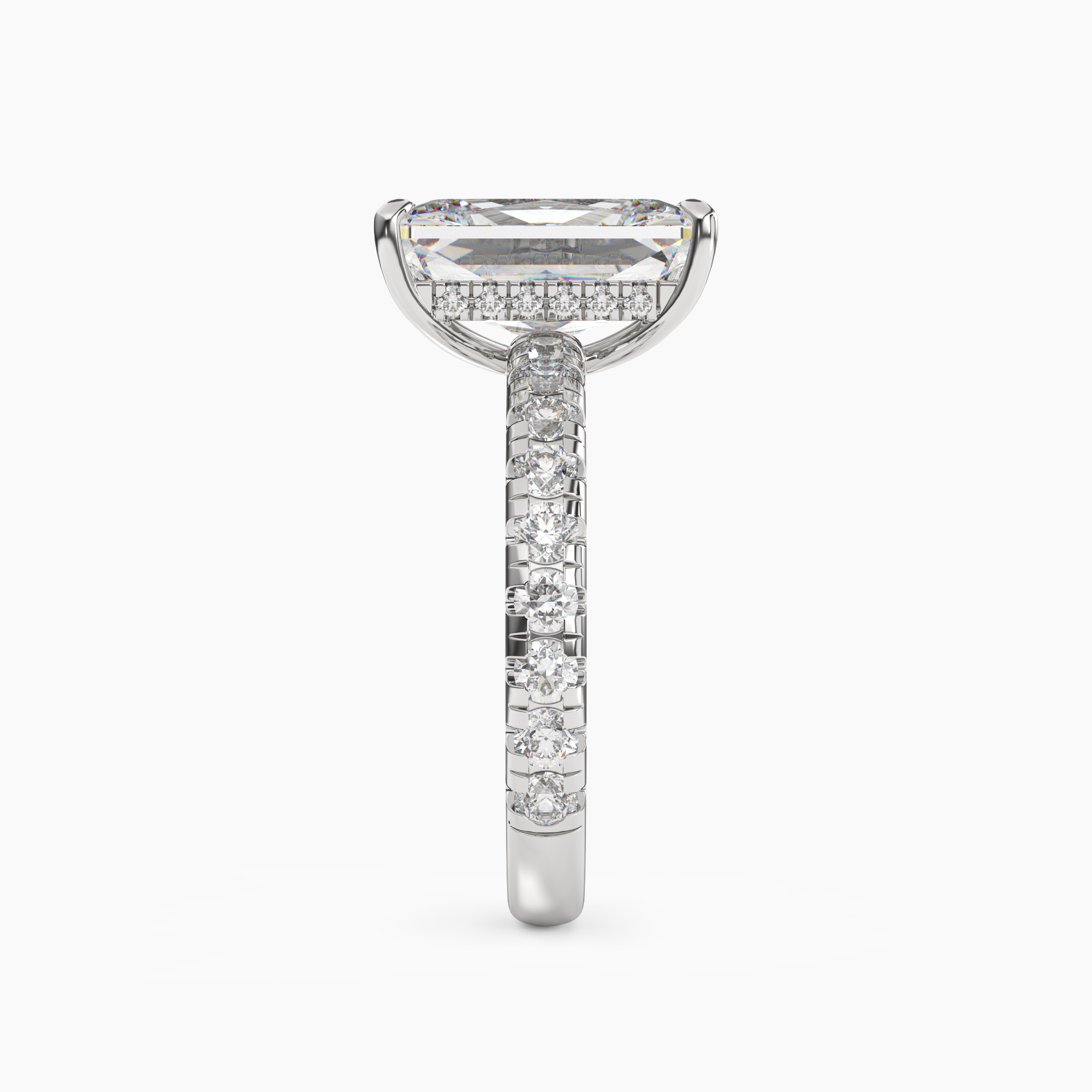 Giselle 5 Carat Radiant Cut Pave Lab Grown Diamond Ring in 14K Yellow Gold - View 6