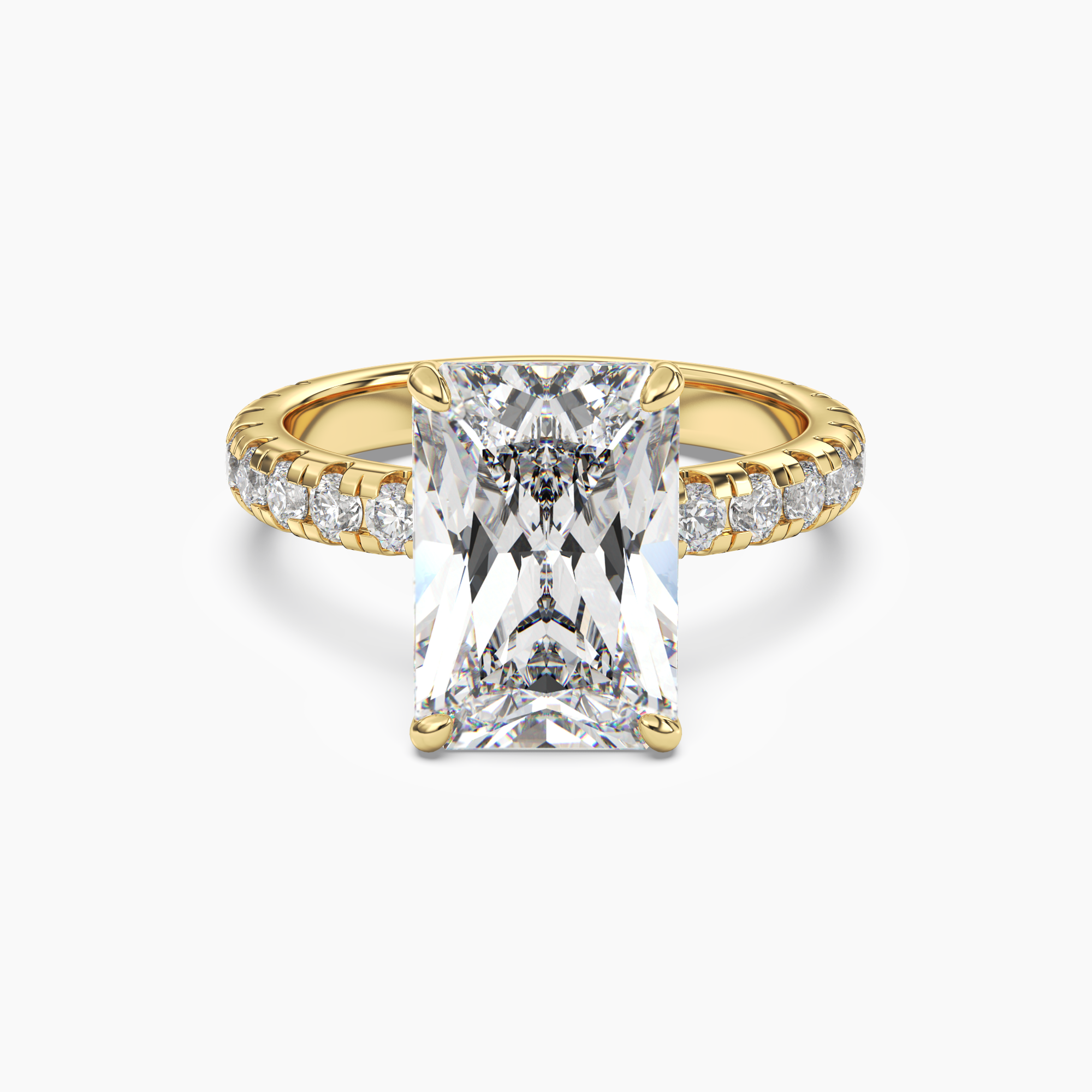 Giselle 5 Carat Radiant Cut Pave Lab Grown Diamond Ring in 14K White Gold - View 4