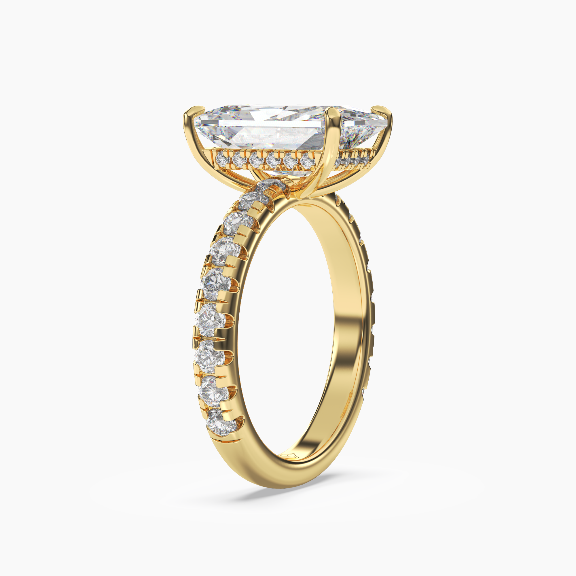Giselle 2.5 Carat Radiant Cut Pave Lab Grown Diamond Ring in 18K Rose Gold - View 8