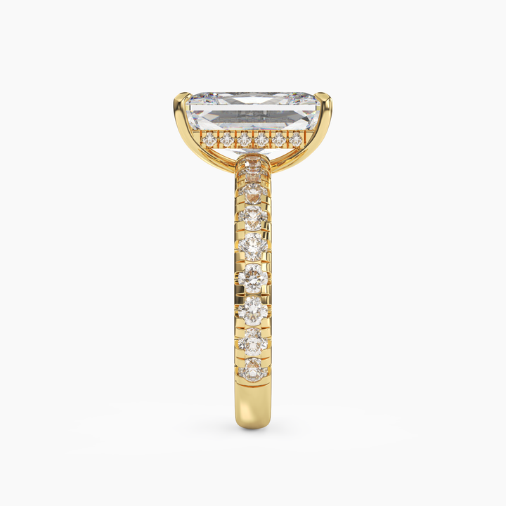 Giselle 5 Carat Radiant Cut Pave Lab Grown Diamond Ring in 14K Rose Gold - View 9