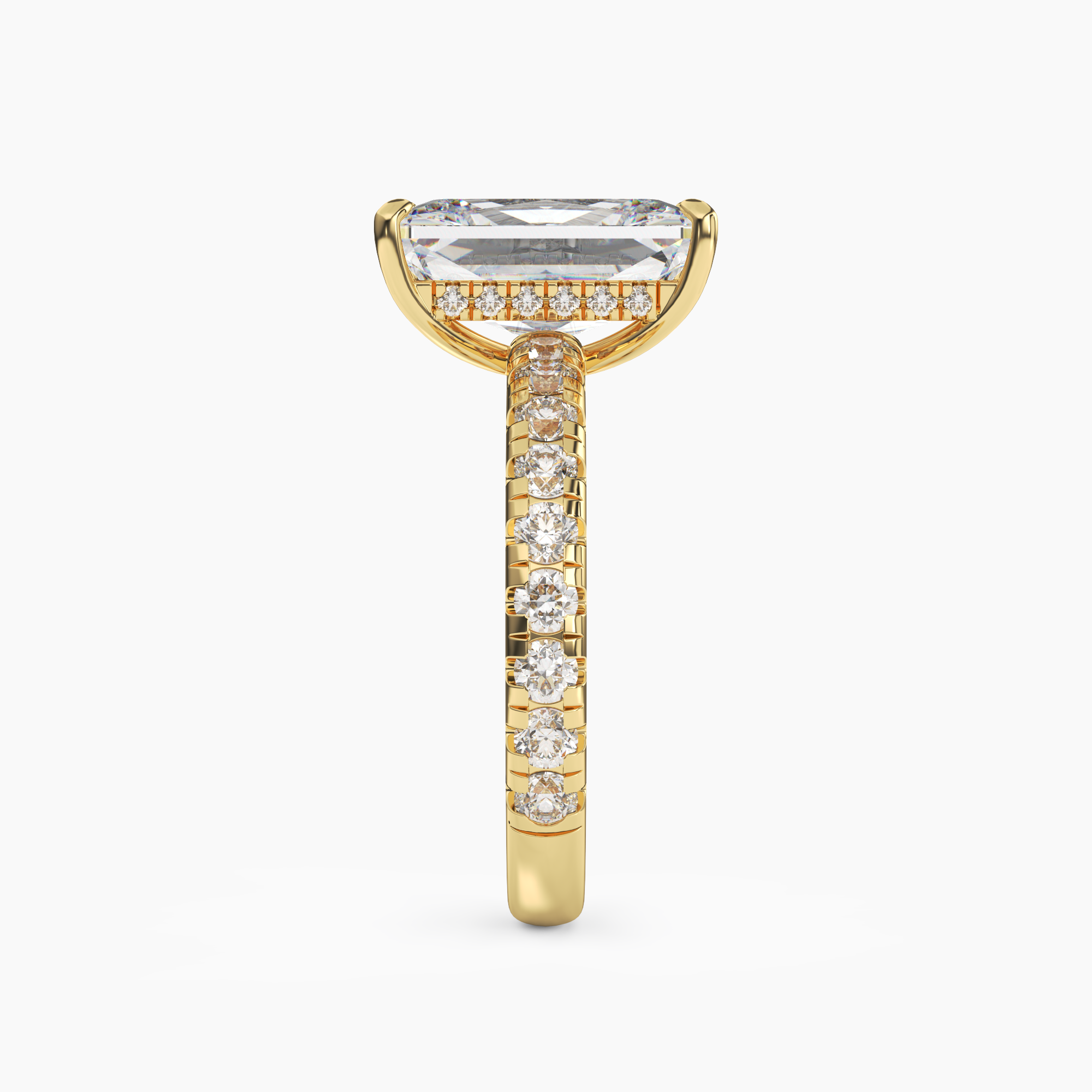 Giselle 5 Carat Radiant Cut Pave Lab Grown Diamond Ring in 14K White Gold - View 6