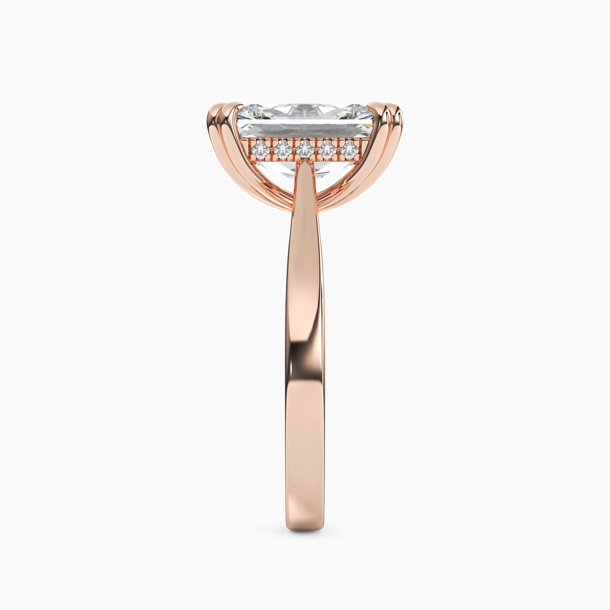 Daphne 5 Carat Radiant Cut Solitaire Lab Grown Diamond Ring in 14K Rose Gold - View 3