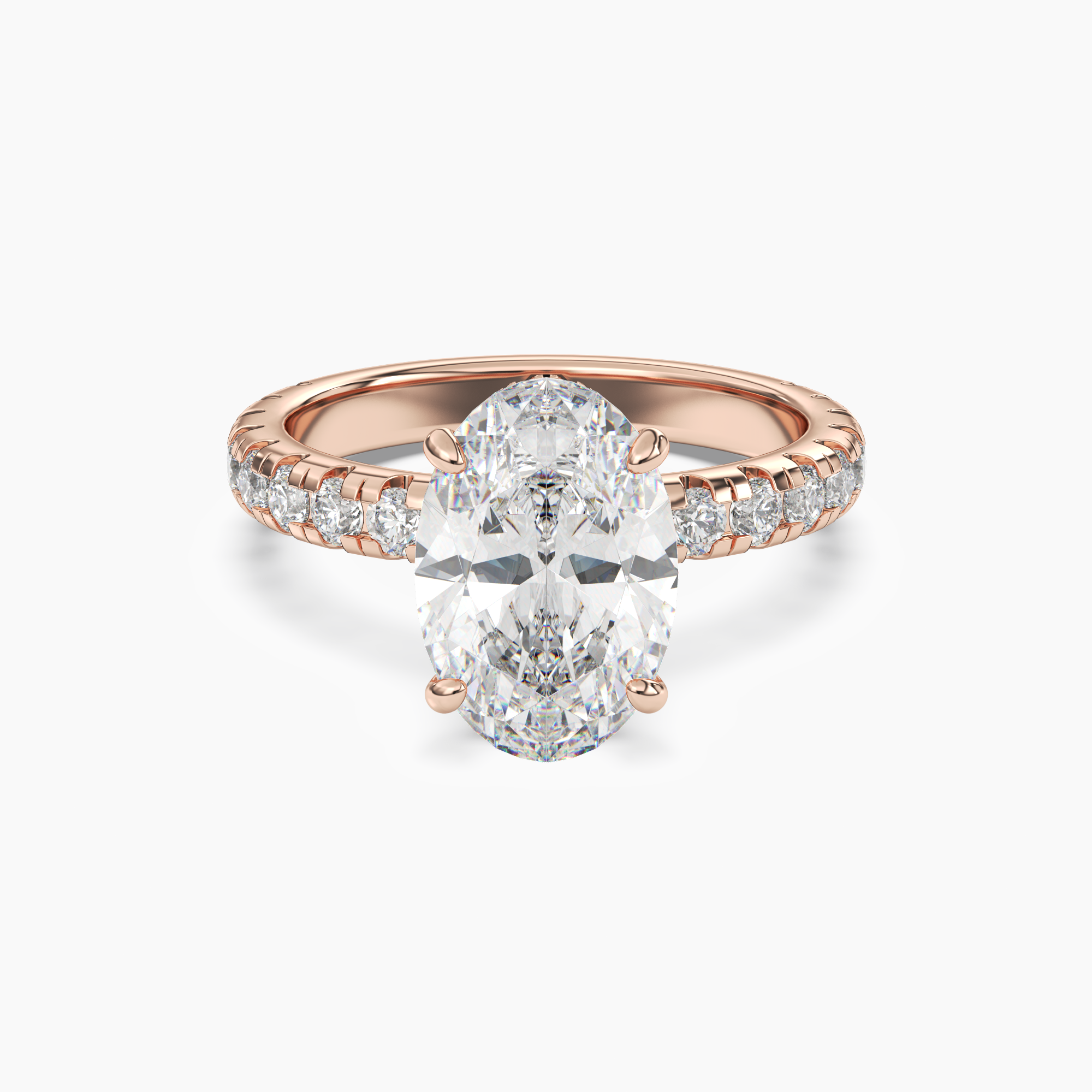 Iris 3.5 Carat Oval Cut Pave Lab Grown Diamond Ring in Silver - View 7