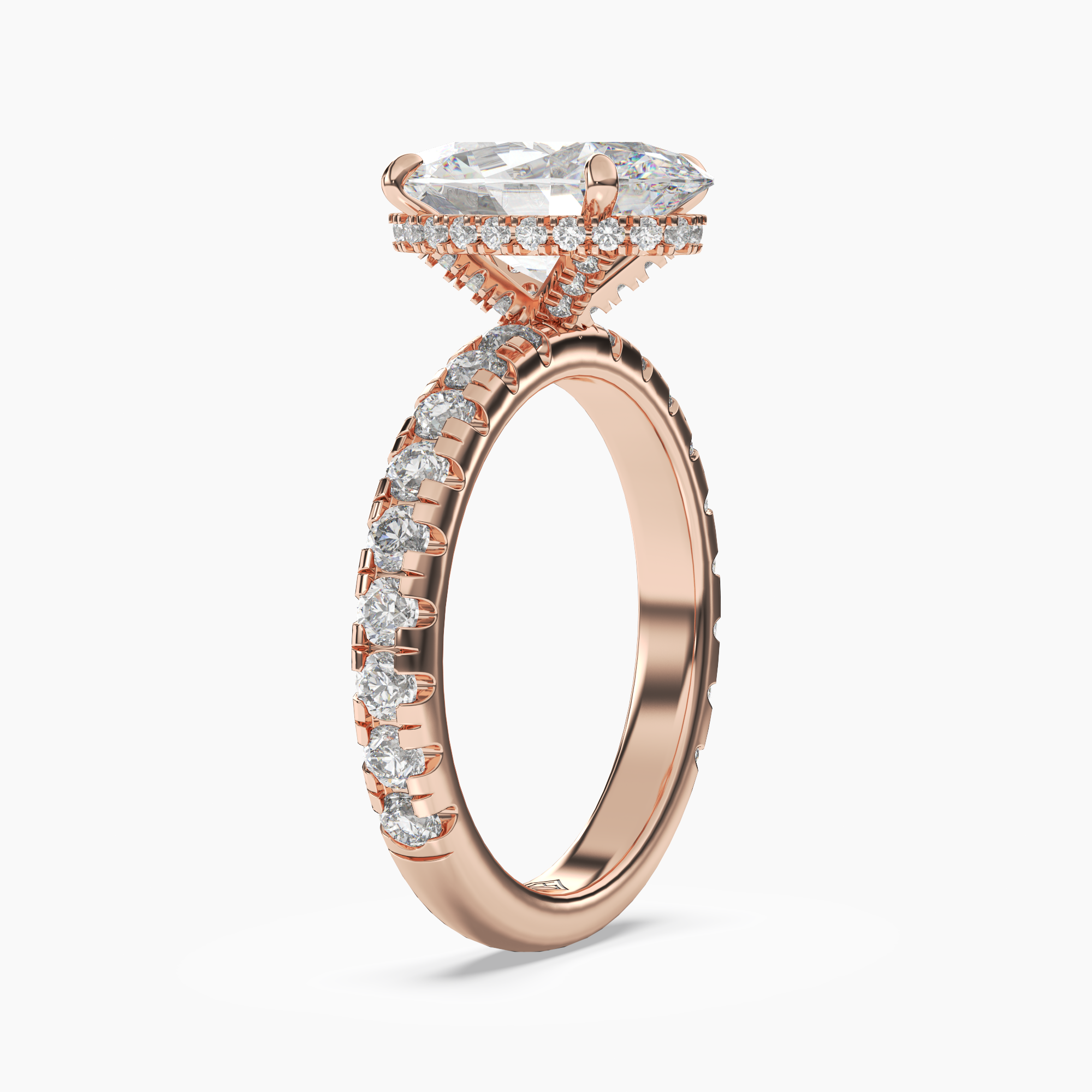 Iris 5 Carat Oval Cut Pave Lab Grown Diamond Ring in 14K Yellow Gold - View 8