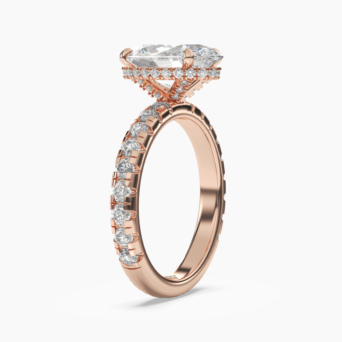 Iris 5 Carat Oval Cut Pave Lab Grown Diamond Ring in 14K White Gold - View 8