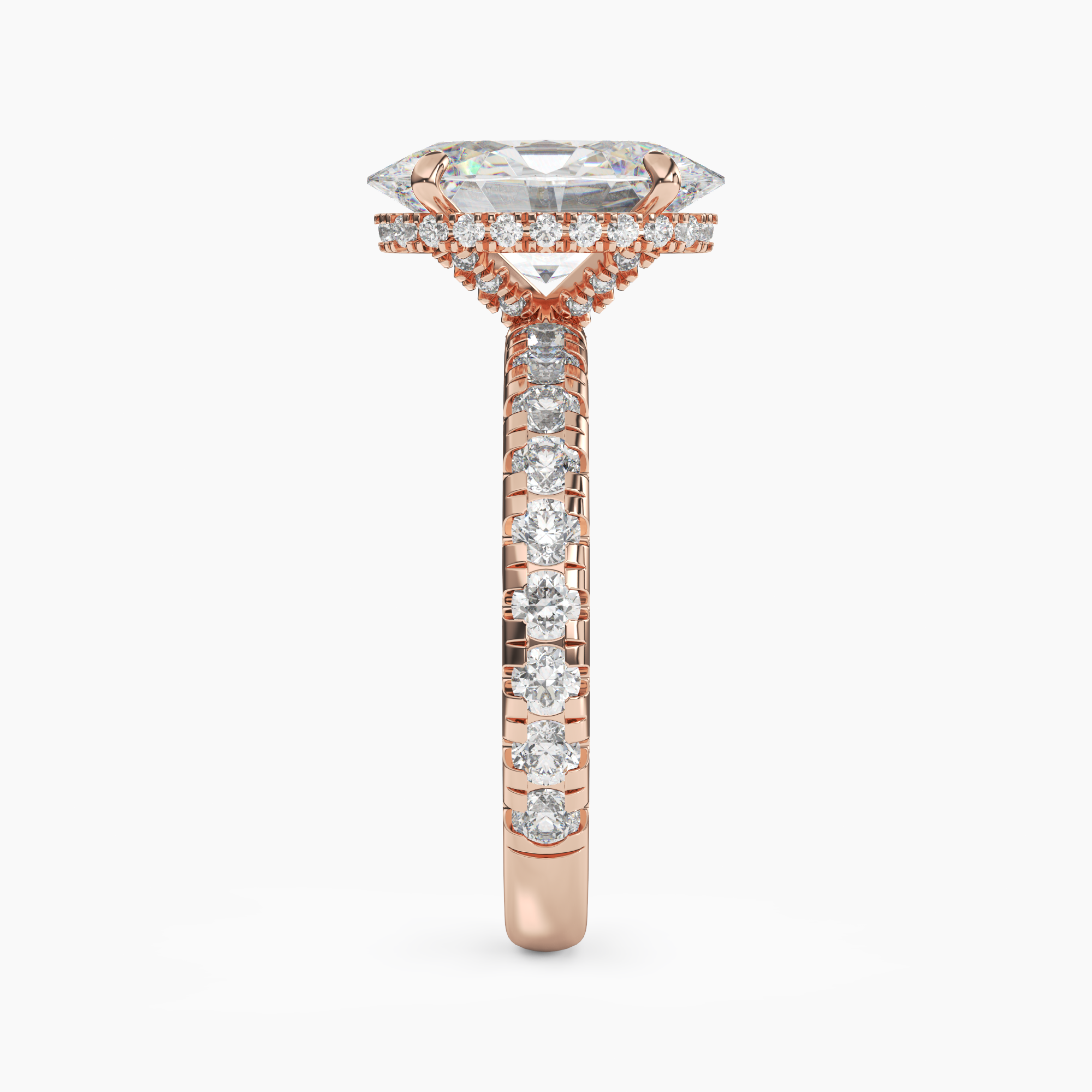 Iris 2 Carat Oval Cut Pave Lab Grown Diamond Ring in 10K Yellow Gold - View 9