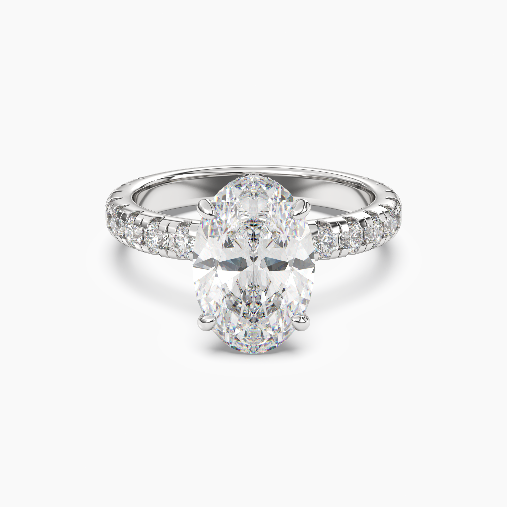 Iris 5 Carat Oval Cut Pave Lab Grown Diamond Ring in 14K White Gold