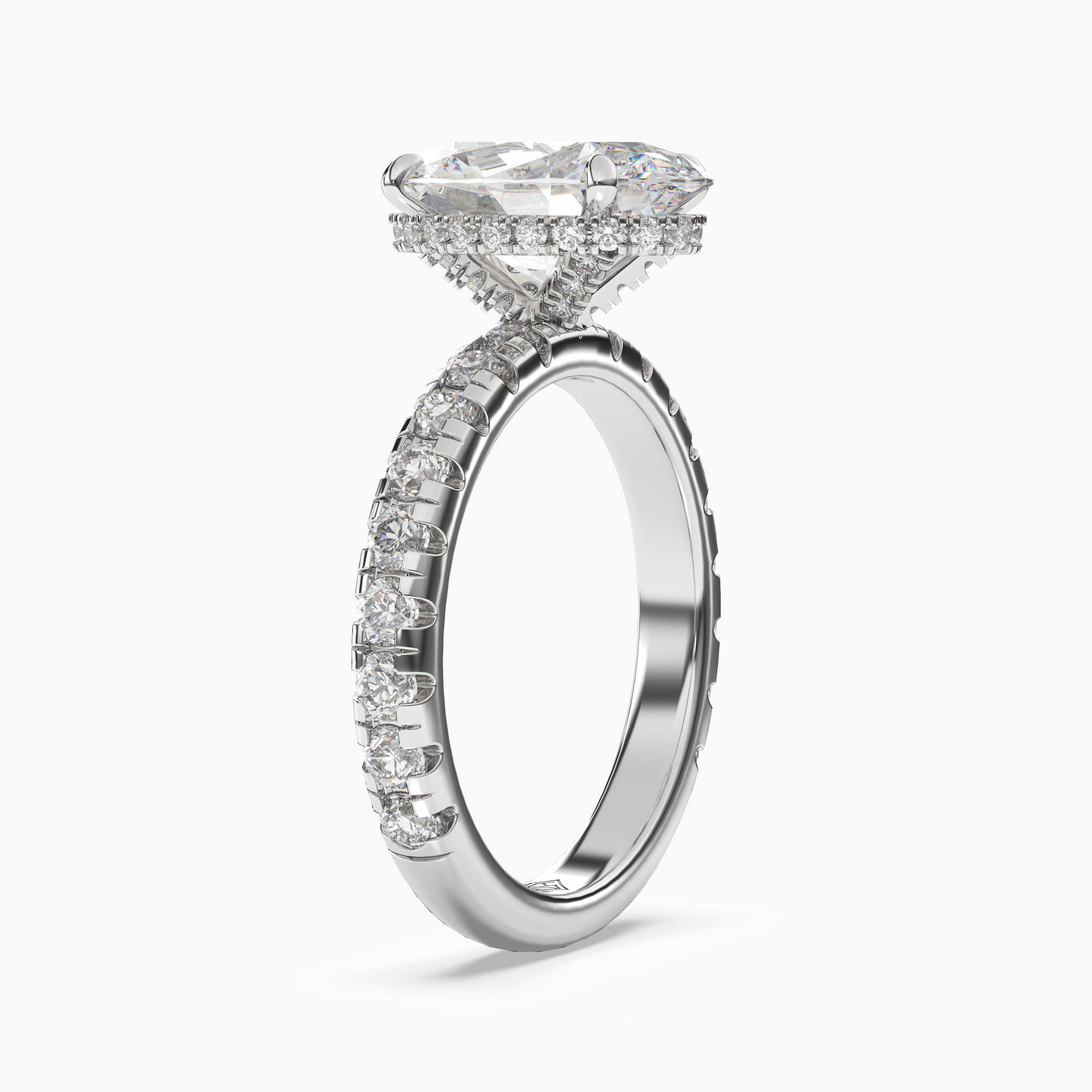 Iris 4.5 Carat Oval Cut Pave Lab Grown Diamond Ring in 14K Rose Gold - View 5