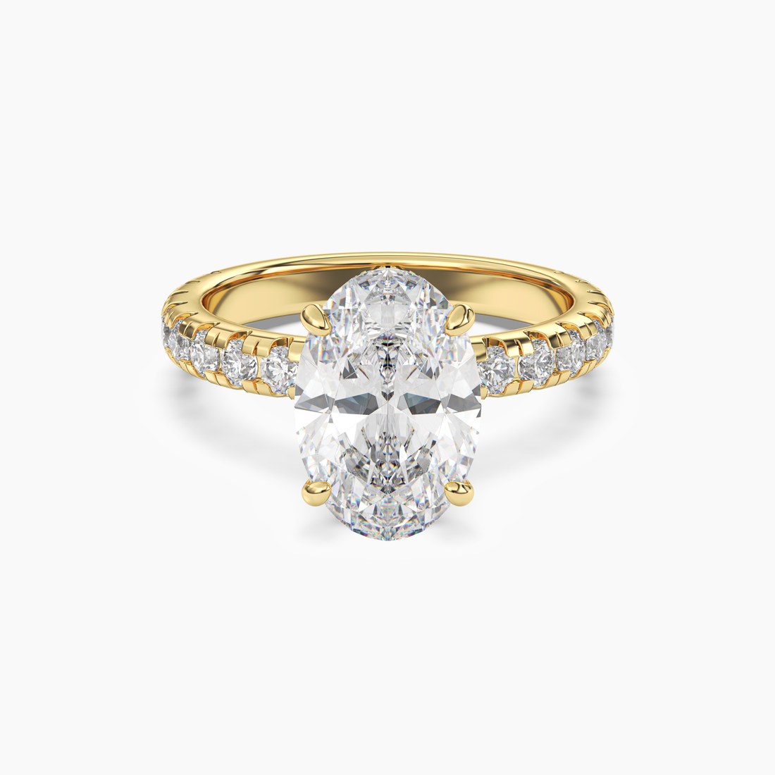 Iris 3.5 Carat Oval Cut Pave Lab Grown Diamond Ring in 10K Rose Gold - View 7