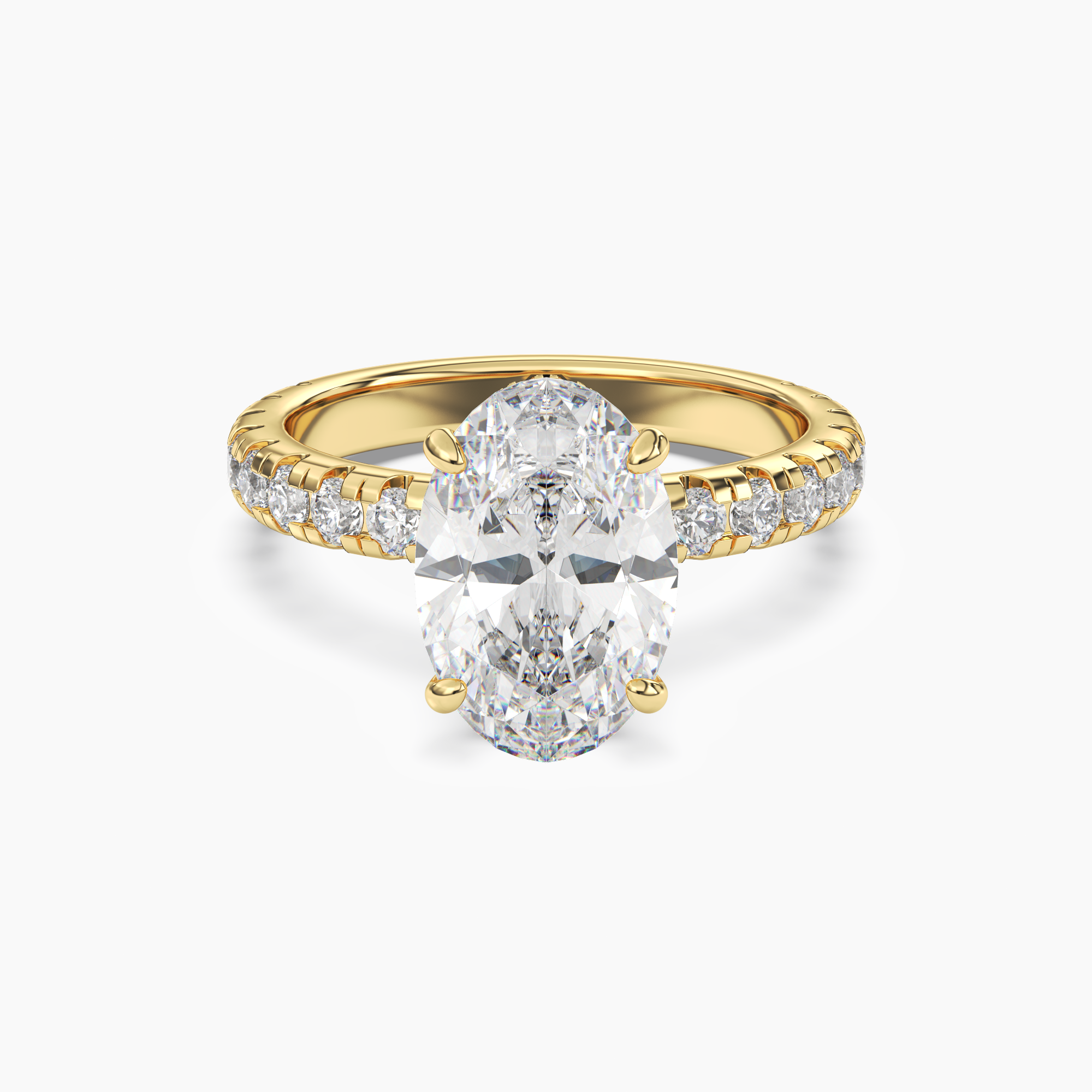 Iris 5 Carat Oval Cut Pave Lab Grown Diamond Ring in 14K White Gold - View 4