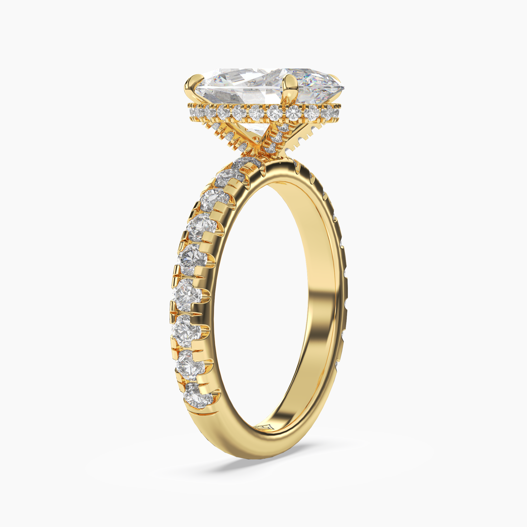 Iris 5 Carat Oval Cut Pave Lab Grown Diamond Ring in 14K Yellow Gold - View 2