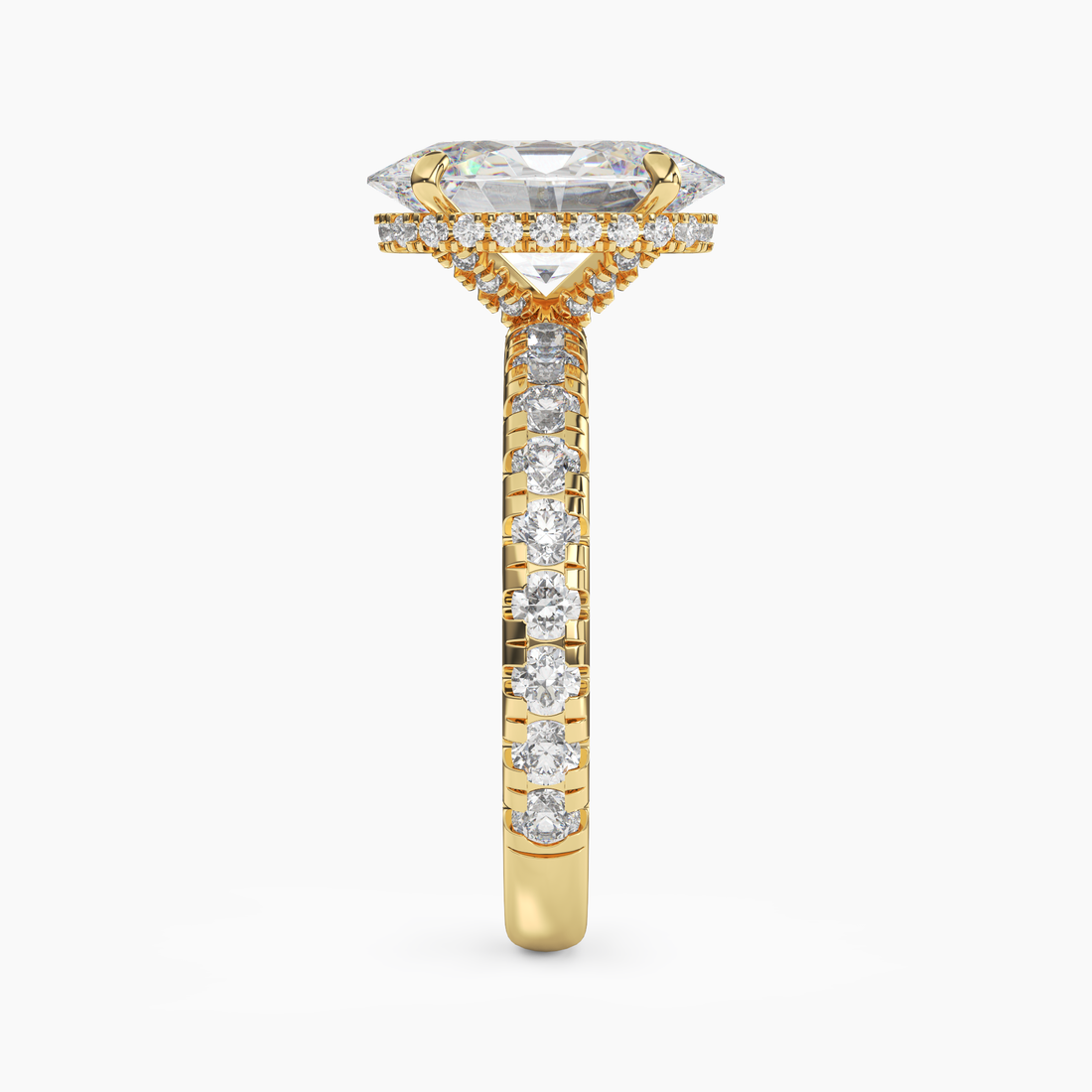Iris 1.5 Carat Oval Cut Pave Lab Grown Diamond Ring in 18K Rose Gold - View 9
