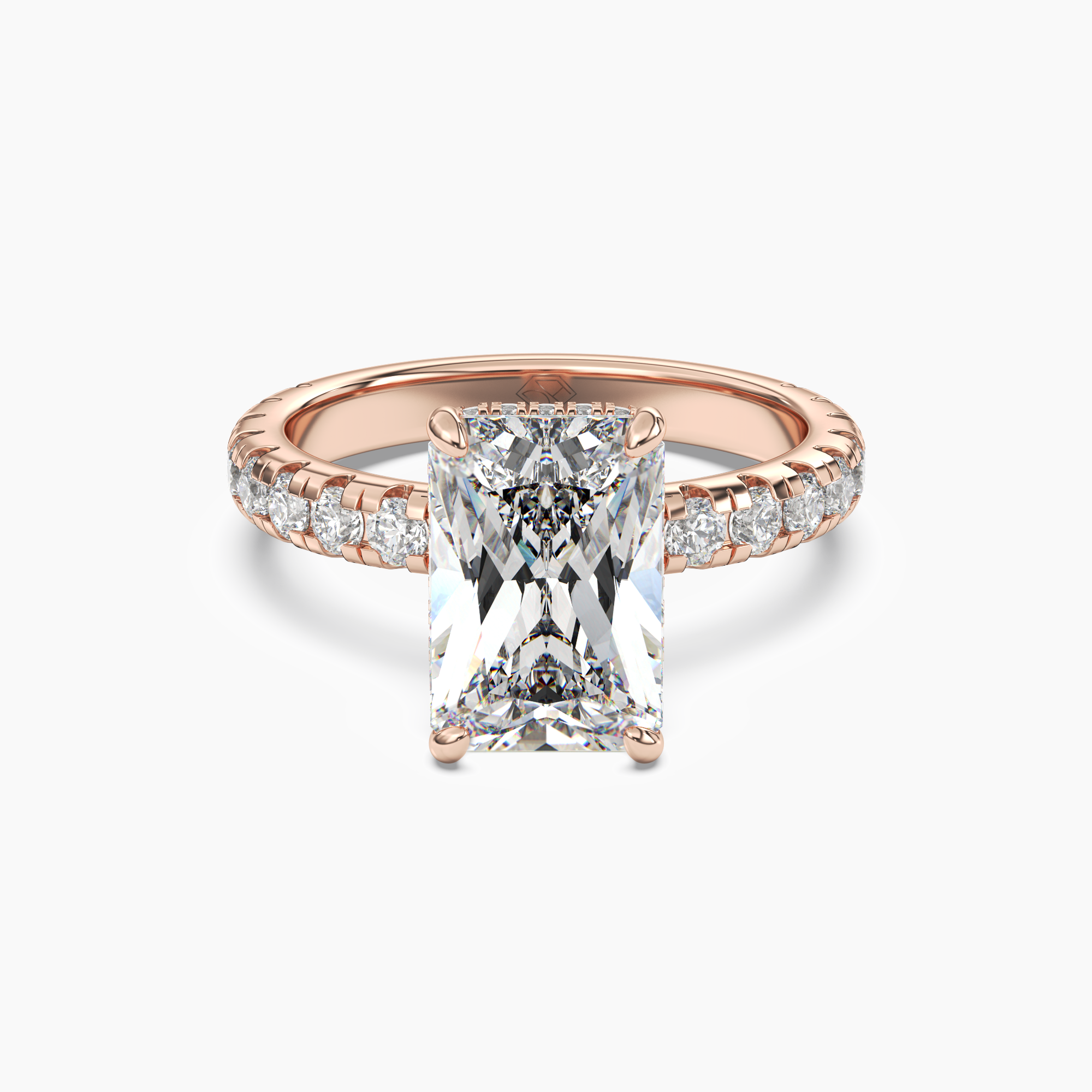Iris 4.5 Carat Radiant Cut Pave Lab Grown Diamond Ring in Platinum - View 7