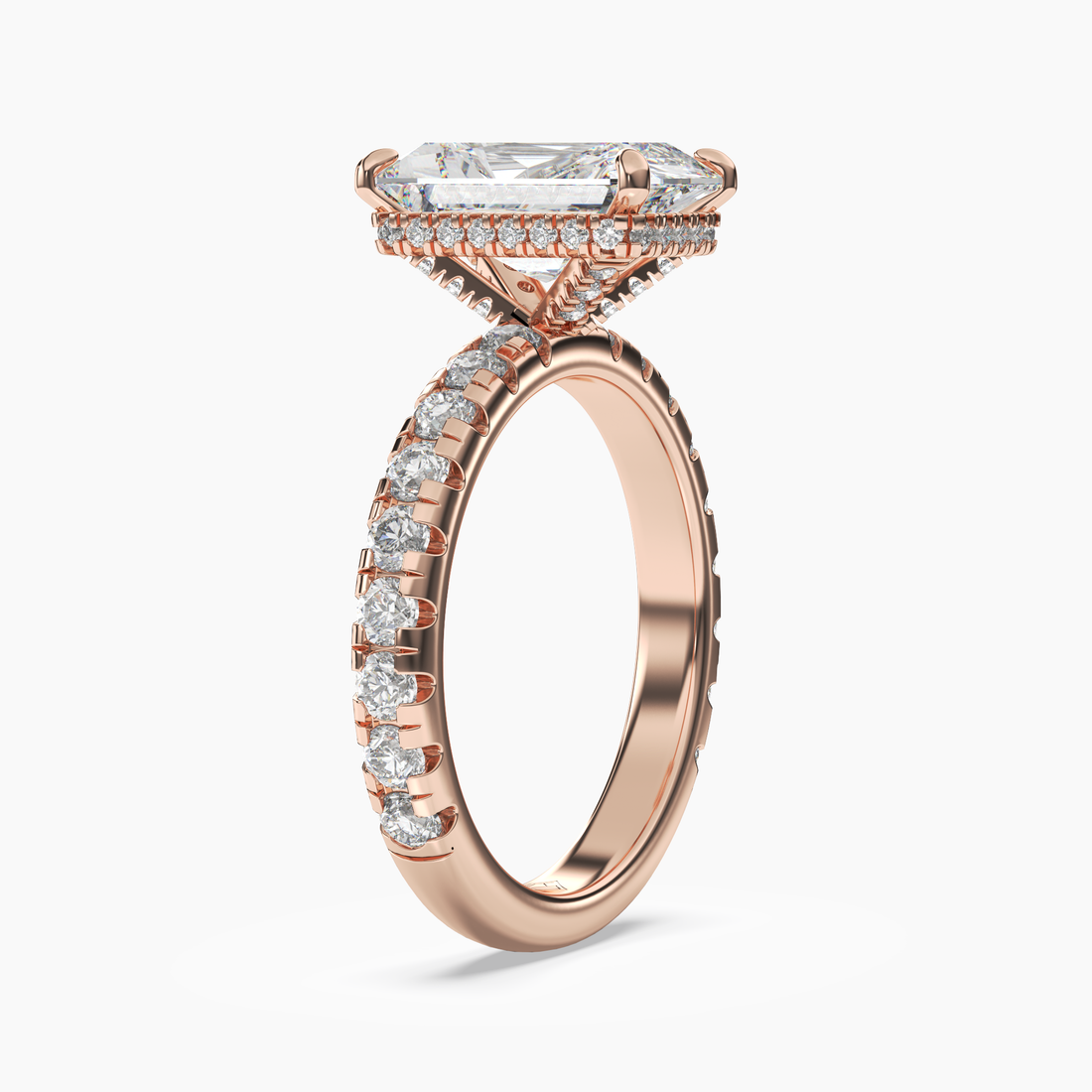 Iris 3.5 Carat Radiant Cut Pave Lab Grown Diamond Ring in 18K White Gold - View 8