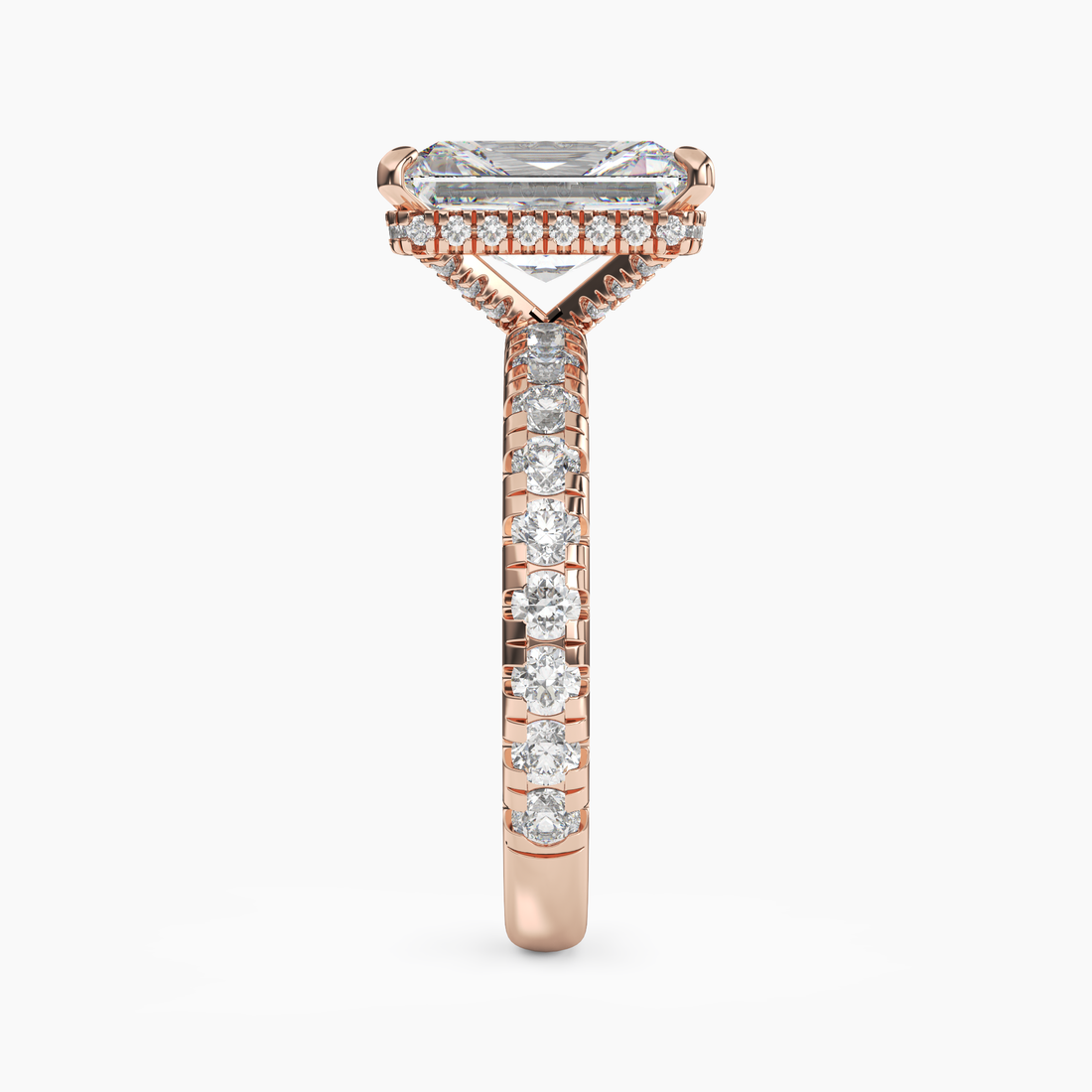 Iris 5 Carat Radiant Cut Pave Lab Grown Diamond Ring in 14K White Gold - View 9