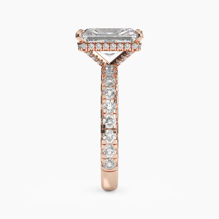 Iris 1 Carat Radiant Cut Pave Lab Grown Diamond Ring in Silver - View 9