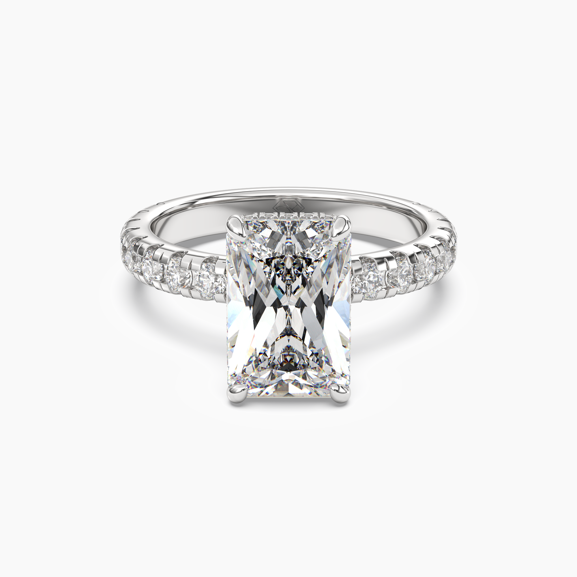 Iris 5 Carat Radiant Cut Pave Lab Grown Diamond Ring in 14K Yellow Gold - View 4