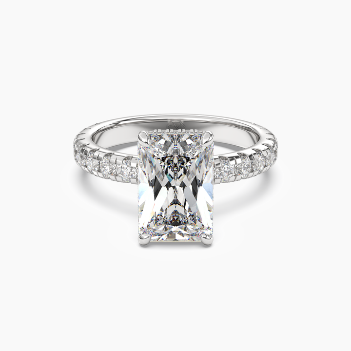 Iris 2 Carat Radiant Cut Pave Lab Grown Diamond Ring in Silver