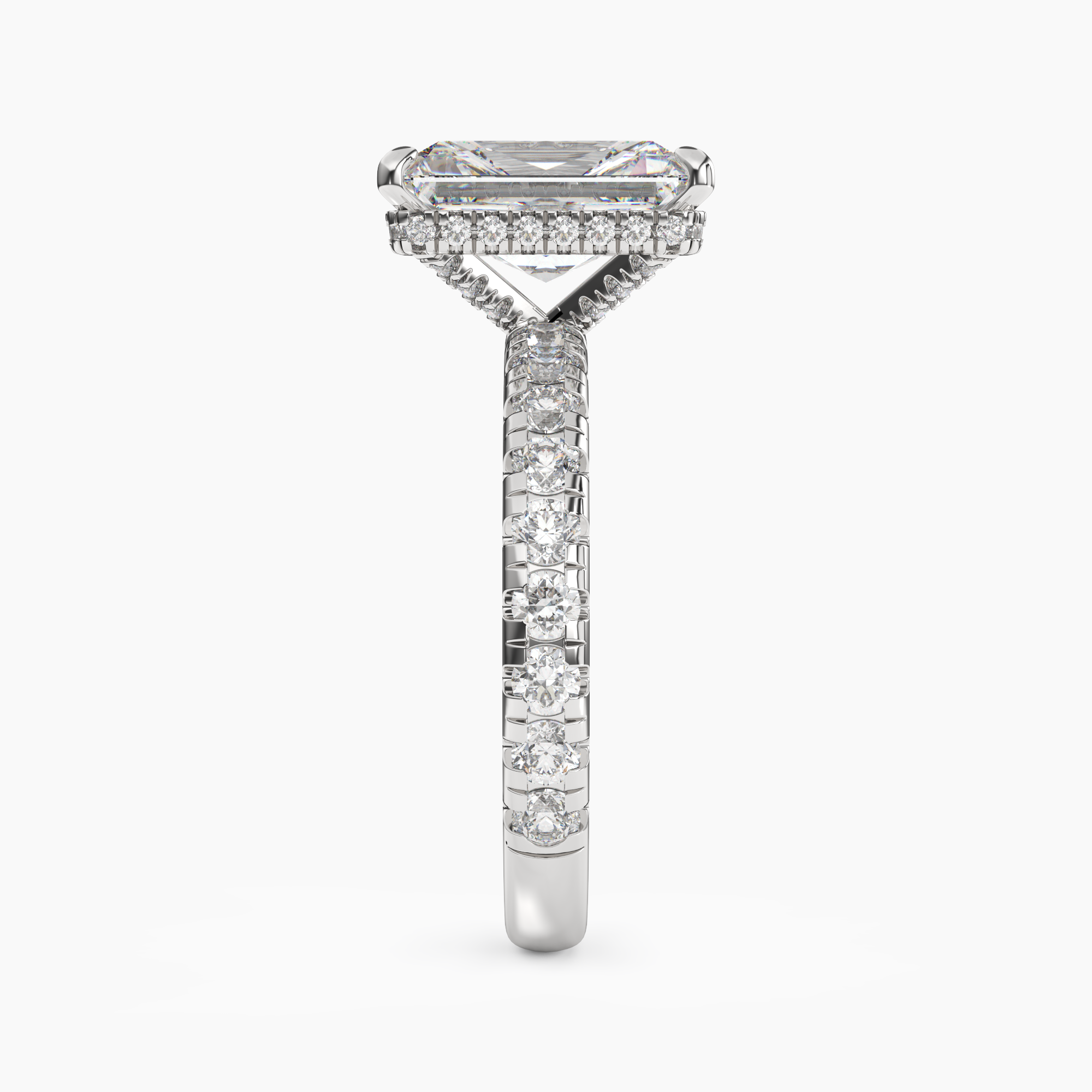 Iris 4 Carat Radiant Cut Pave Lab Grown Diamond Ring in Silver - View 3