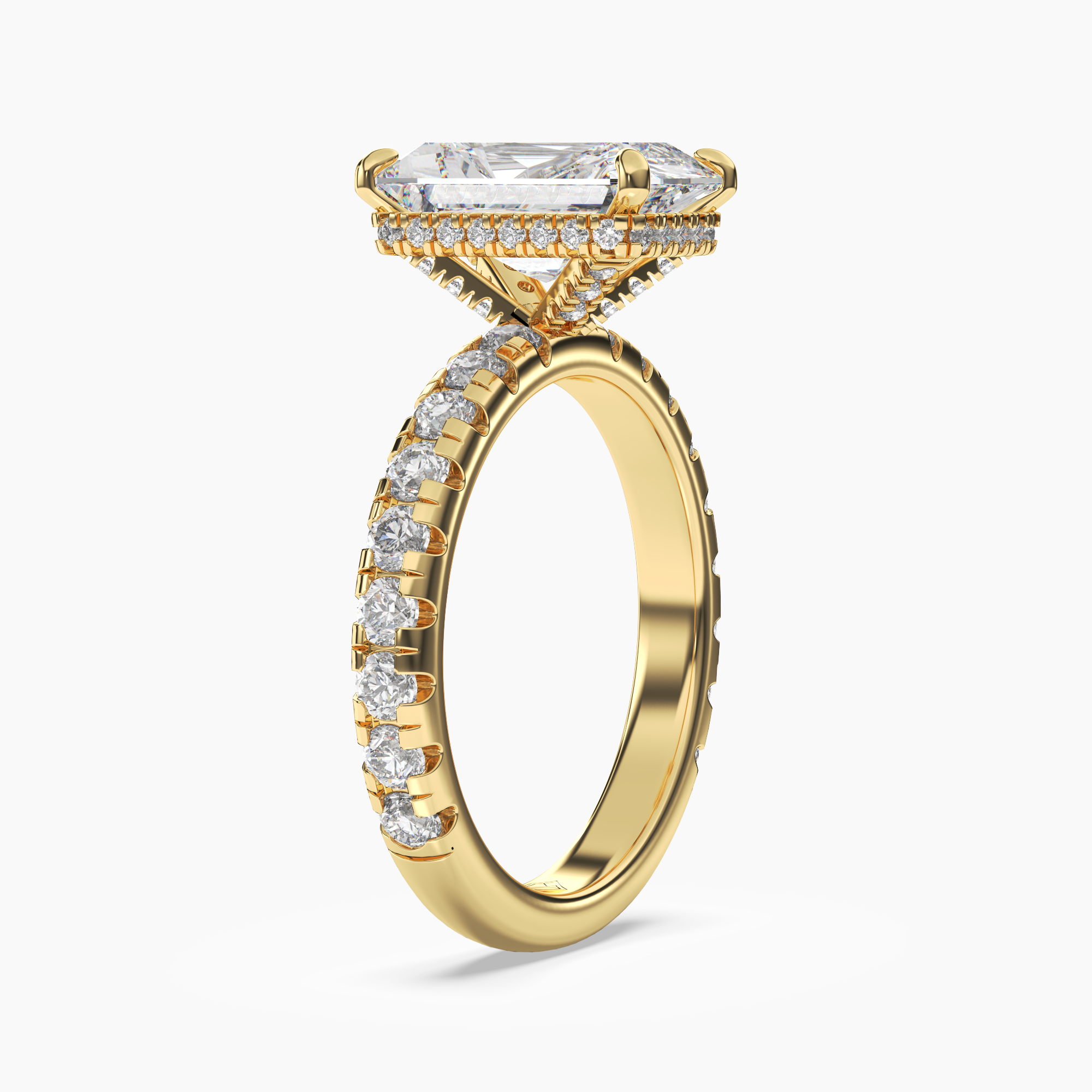 Iris 1.5 Carat Radiant Cut Pave Lab Grown Diamond Ring in Silver - View 5