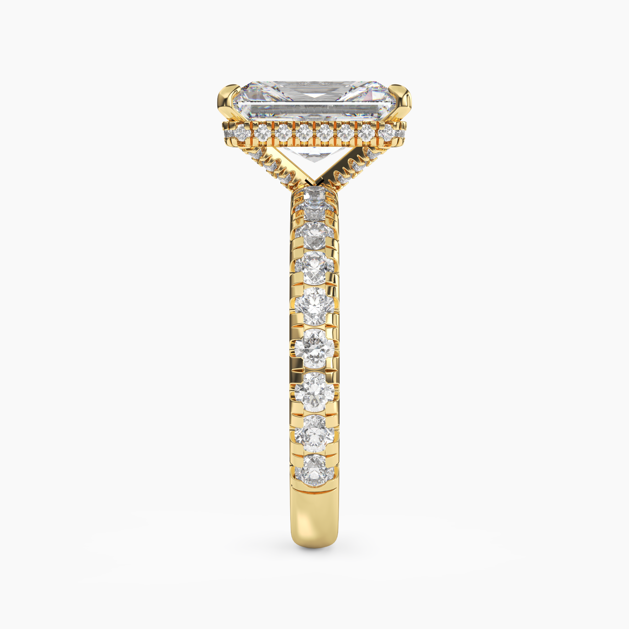 Iris 5 Carat Radiant Cut Pave Lab Grown Diamond Ring in 14K Rose Gold - View 9
