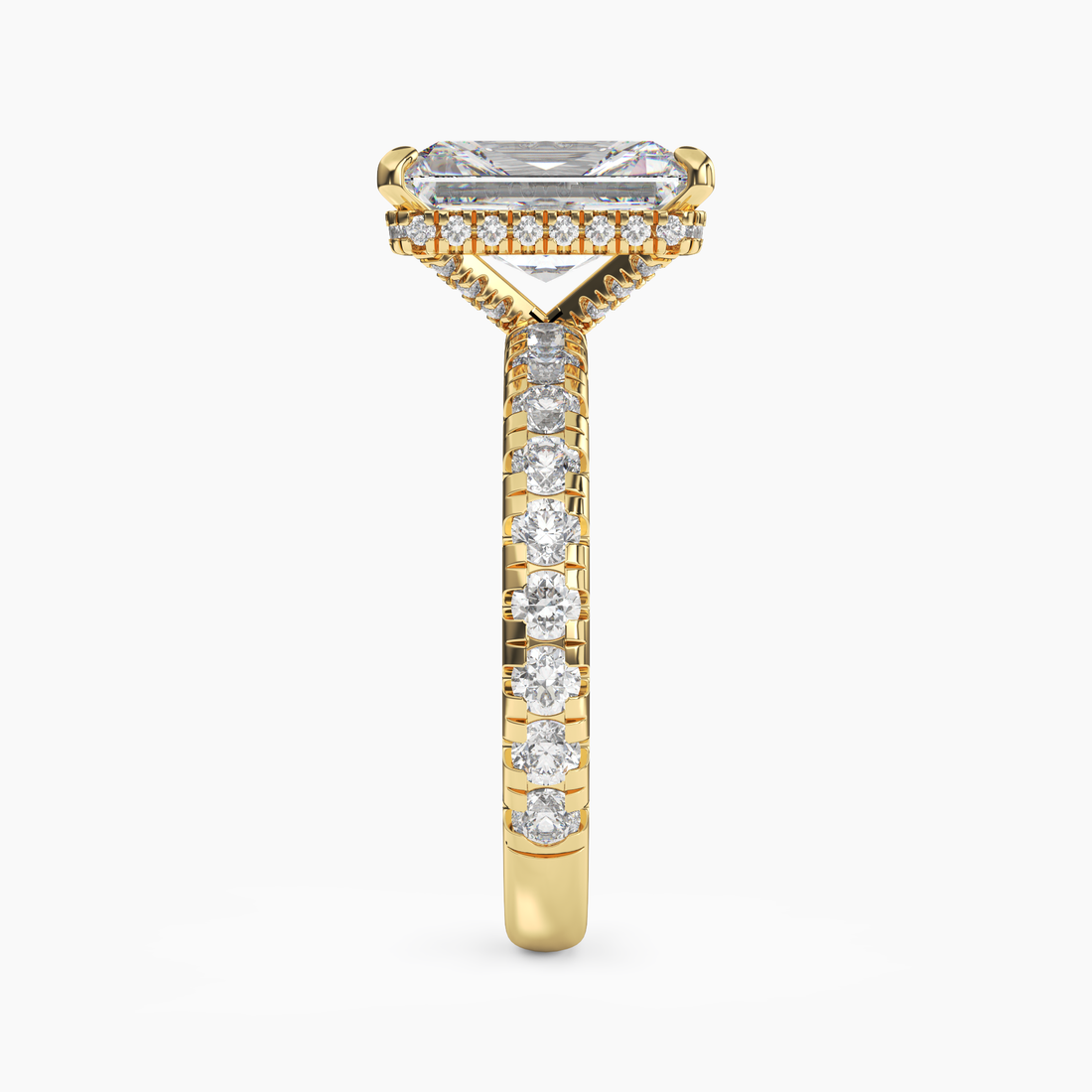 Iris 4.5 Carat Radiant Cut Pave Lab Grown Diamond Ring in 14K Rose Gold - View 9