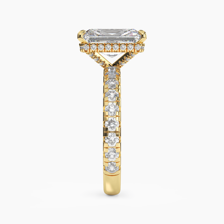 Iris 5 Carat Radiant Cut Pave Lab Grown Diamond Ring in 14K Rose Gold - View 9