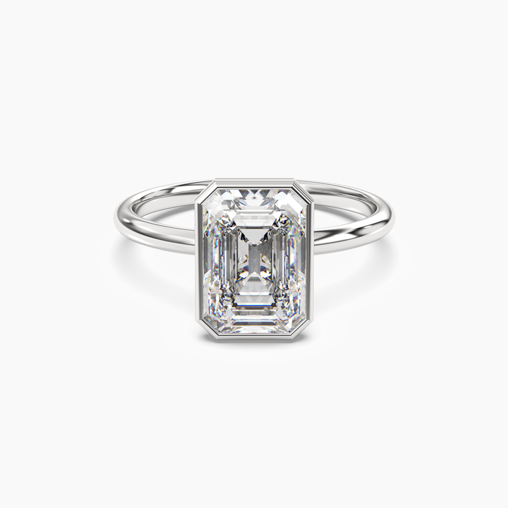 Vivienne 5 Carat Emerald Cut Solitaire Lab Grown Diamond Ring in 14K White Gold
