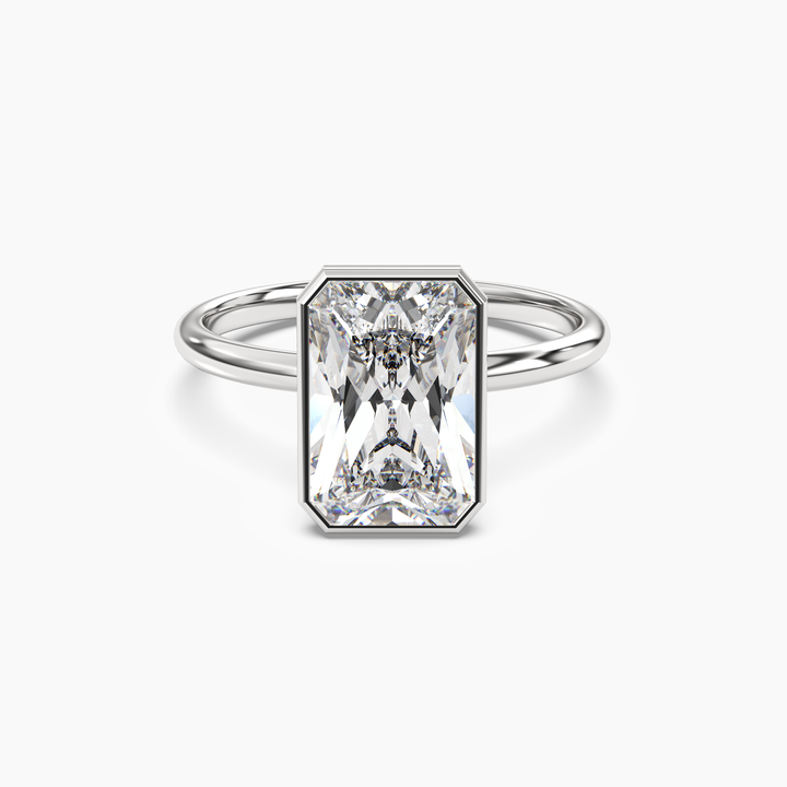 Vivienne 5 Carat Radiant Cut Solitaire Lab Grown Diamond Ring in 18K White Gold