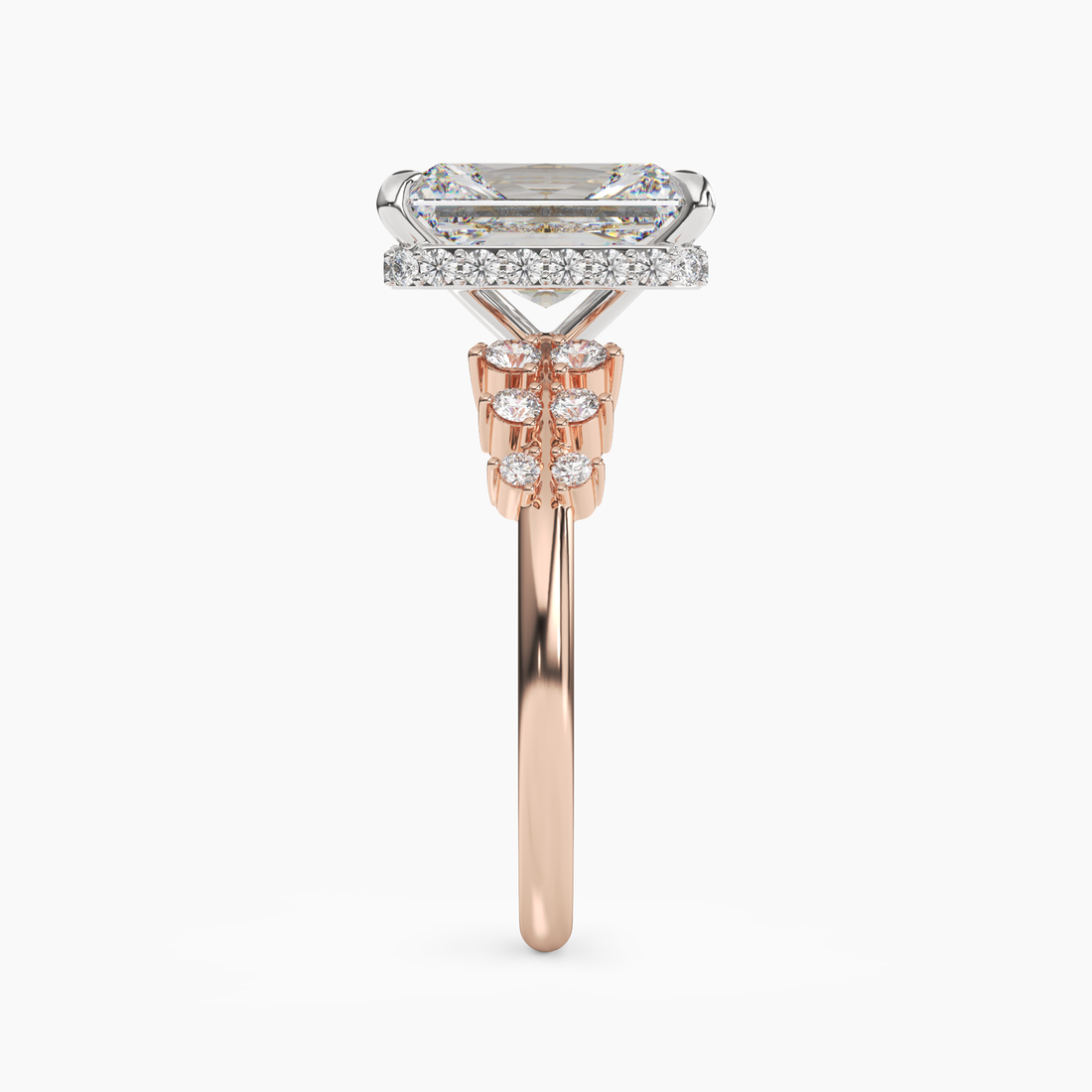 Sylvia 5 Carat Radiant Cut Solitaire Lab Grown Diamond Ring in 14K Rose Gold - View 3