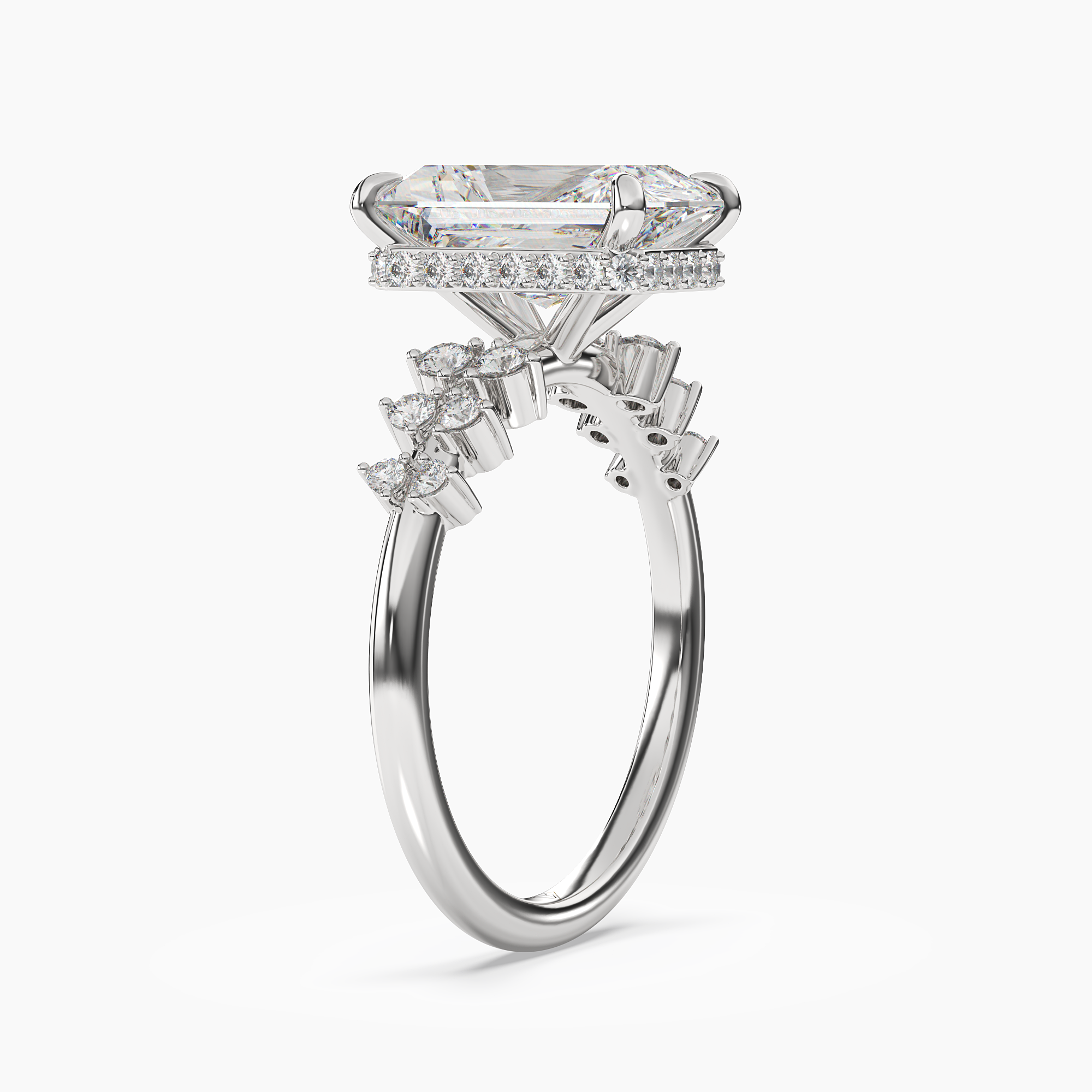 Sylvia 3.5 Carat Radiant Cut Solitaire Lab Grown Diamond Ring in Silver - View 2