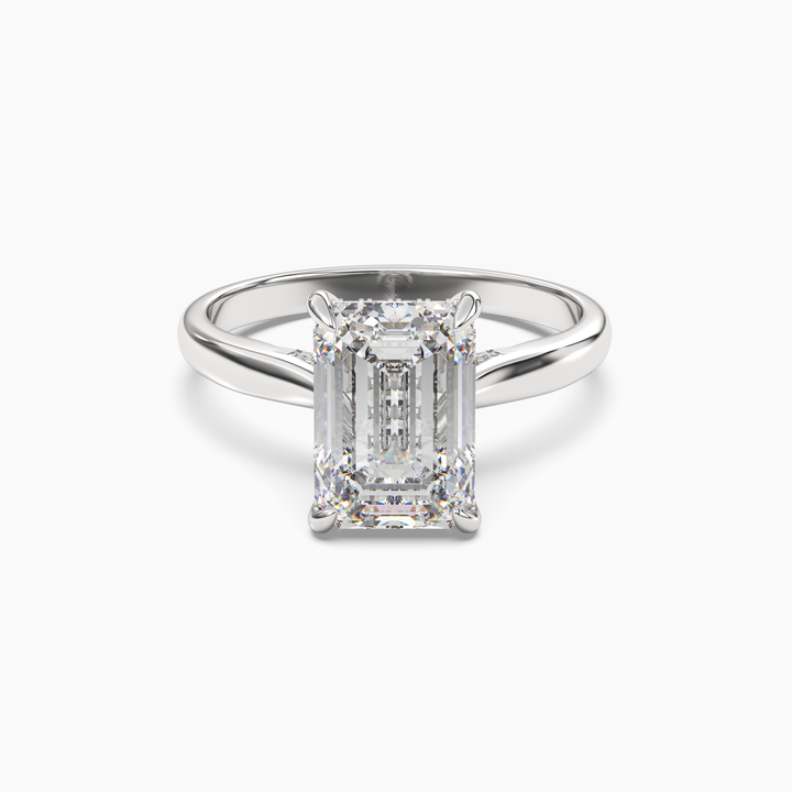 Genevieve 2 Carat Emerald Cut Solitaire Lab Grown Diamond Ring in 10K White Gold