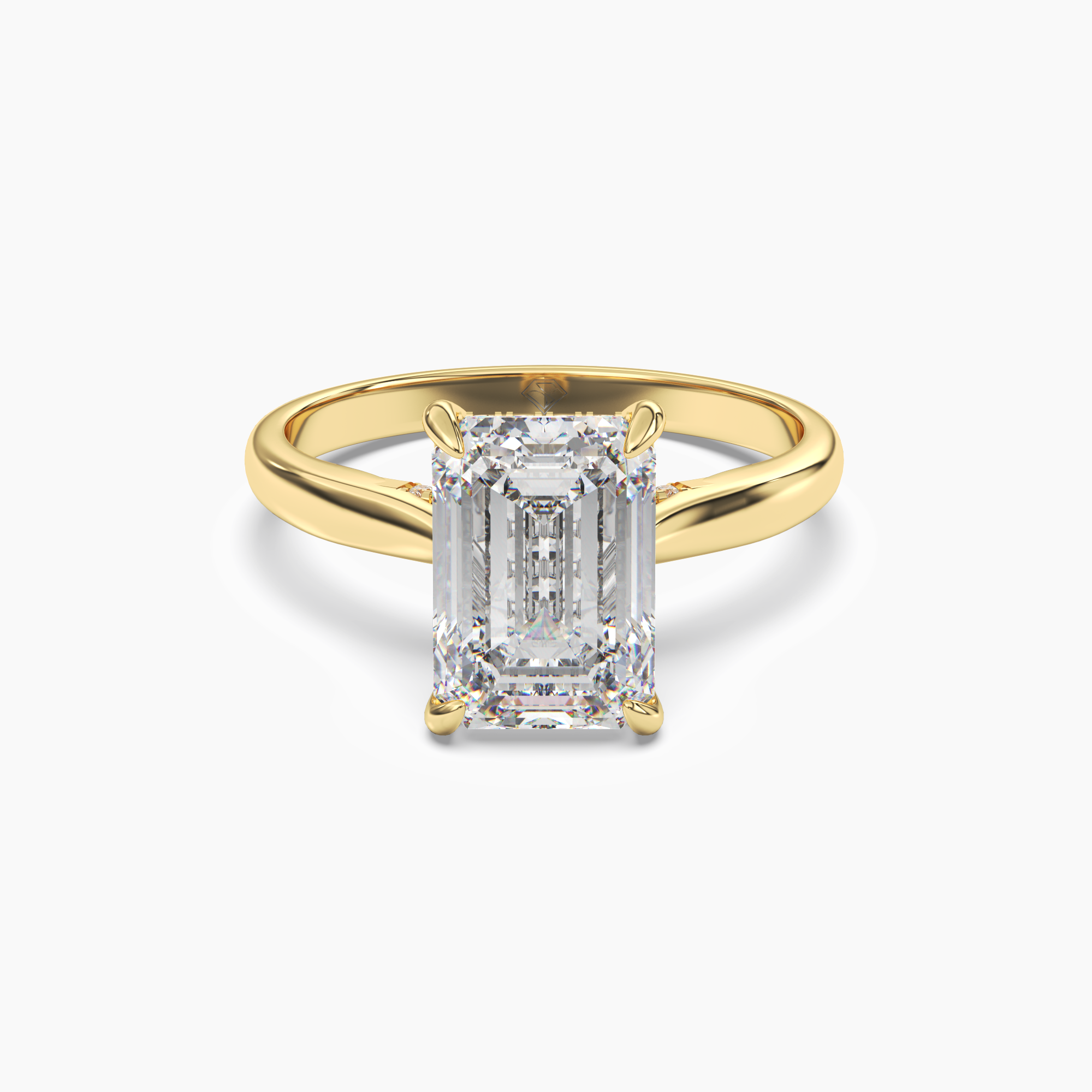 Genevieve 3 Carat Emerald Cut Solitaire Lab Grown Diamond Ring in 14K Yellow Gold