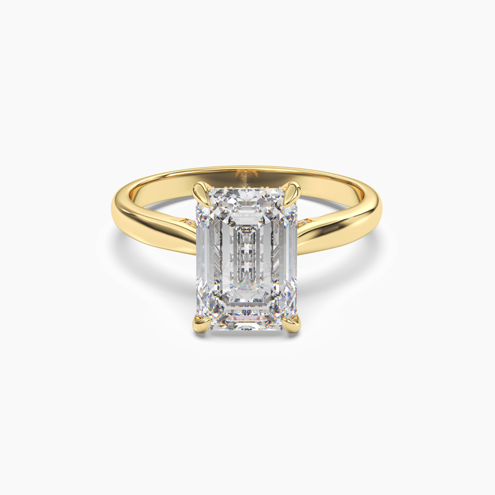Genevieve 3.5 Carat Emerald Cut Solitaire Lab Grown Diamond Ring in 10K Yellow Gold