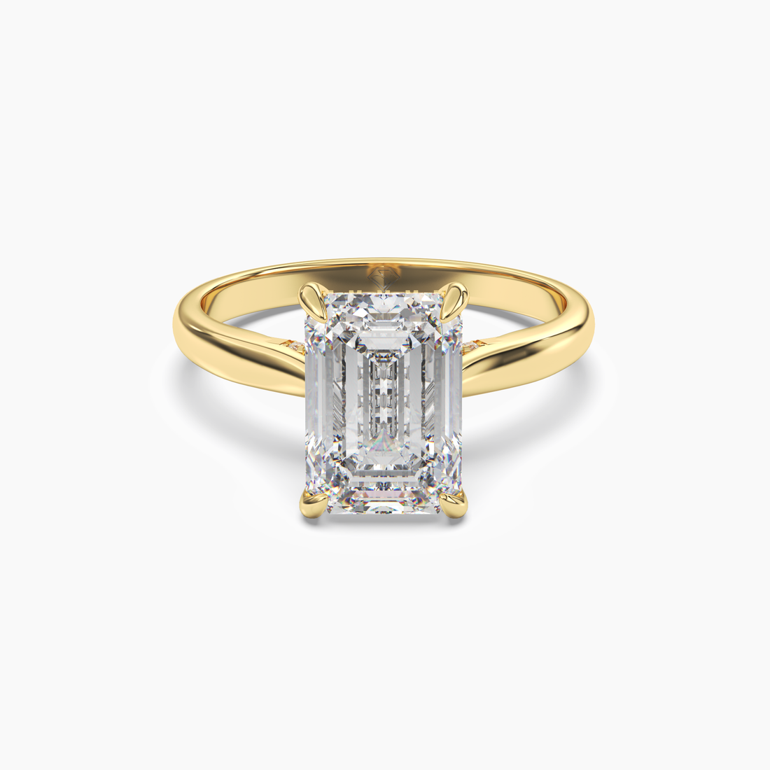 Genevieve 3 Carat Emerald Cut Solitaire Lab Grown Diamond Ring in 18K Yellow Gold
