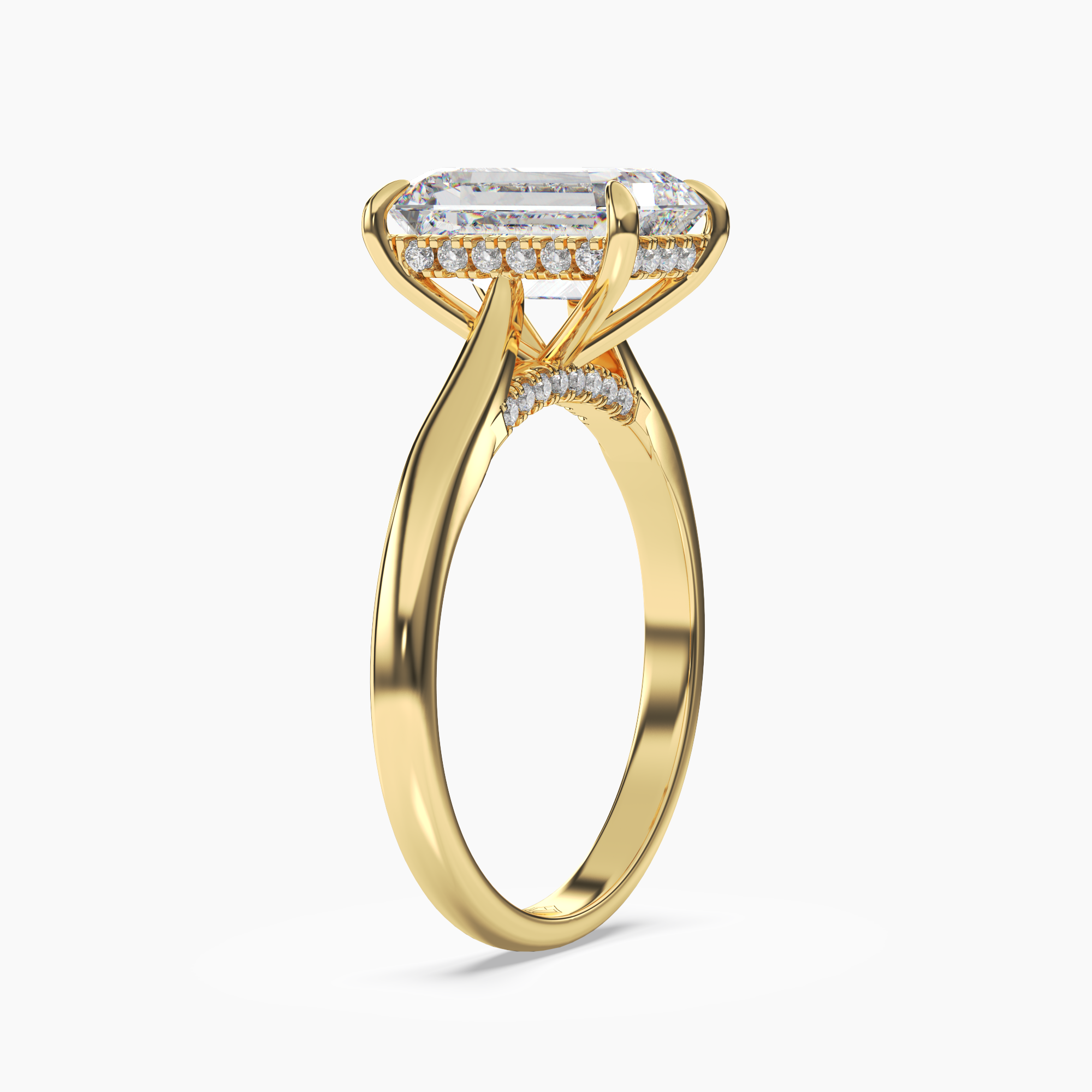 Genevieve 3 Carat Emerald Cut Solitaire Lab Grown Diamond Ring in 18K White Gold - View 5