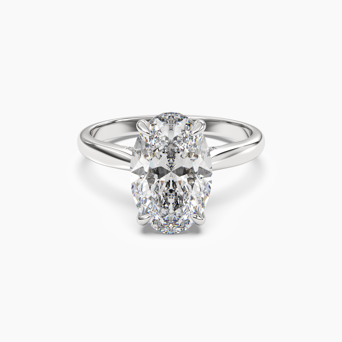 Genevieve 5 Carat Oval Cut Solitaire Lab Grown Diamond Ring in Silver