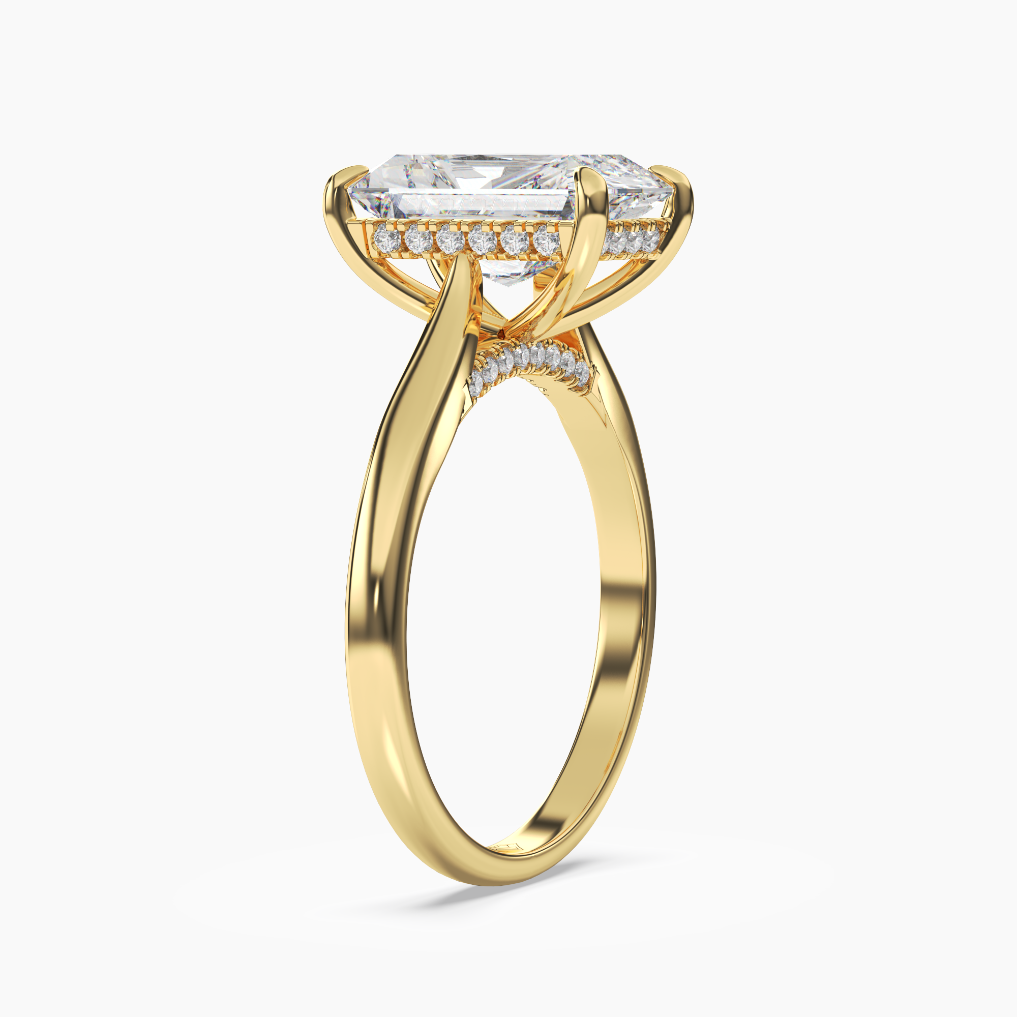 Genevieve 3.5 Carat Radiant Cut Solitaire Lab Grown Diamond Ring in 18K Yellow Gold - View 2
