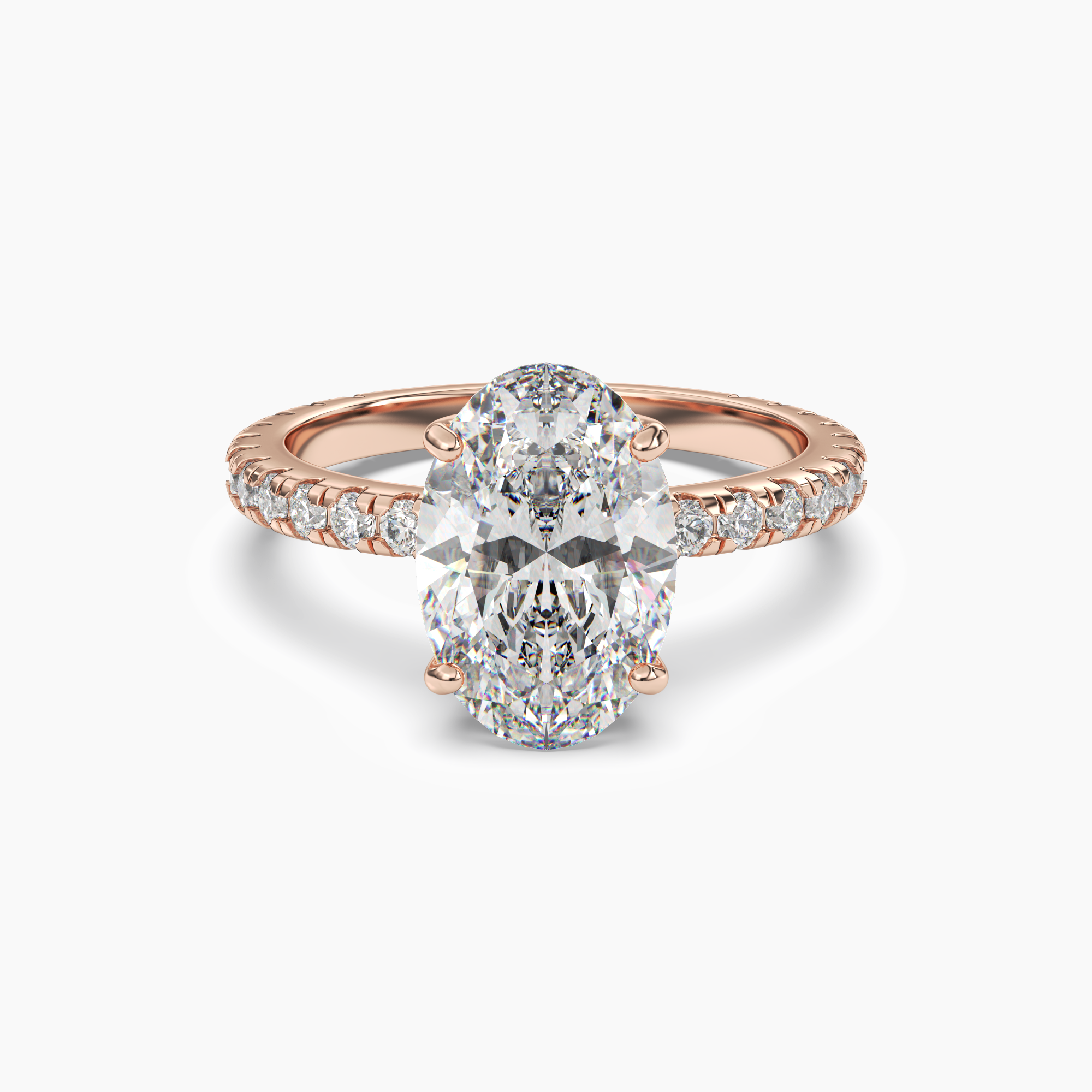 Aurora 4.5 Carat Oval Cut Pave Lab Grown Diamond Ring in Platinum - View 7