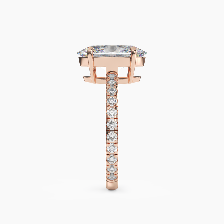 Aurora 5 Carat Oval Cut Pave Lab Grown Diamond Ring in 14K White Gold - View 9
