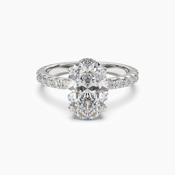 Aurora 5 Carat Oval Cut Pave Lab Grown Diamond Ring in 14K White Gold