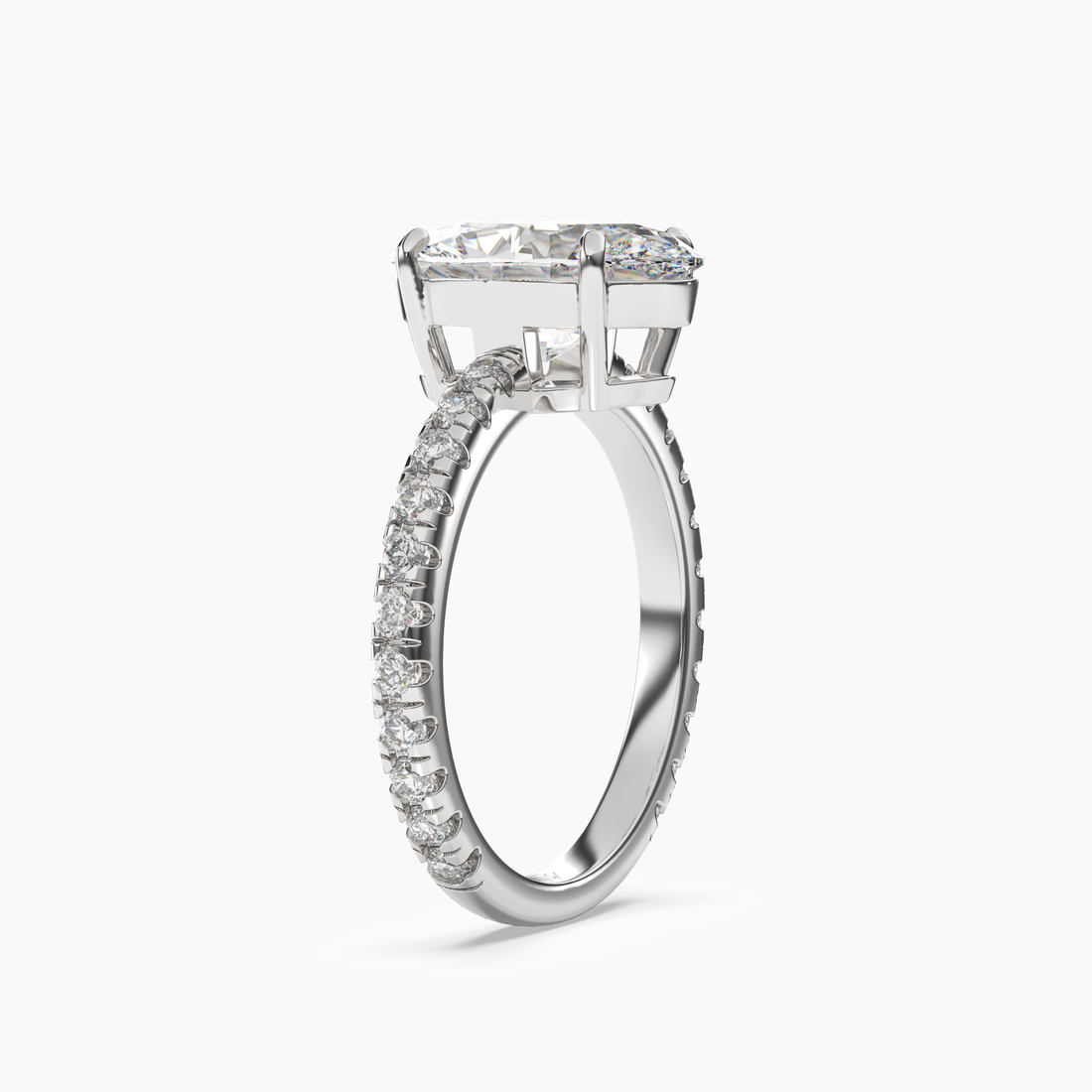 Aurora 5 Carat Oval Cut Pave Lab Grown Diamond Ring in 14K Yellow Gold - View 5